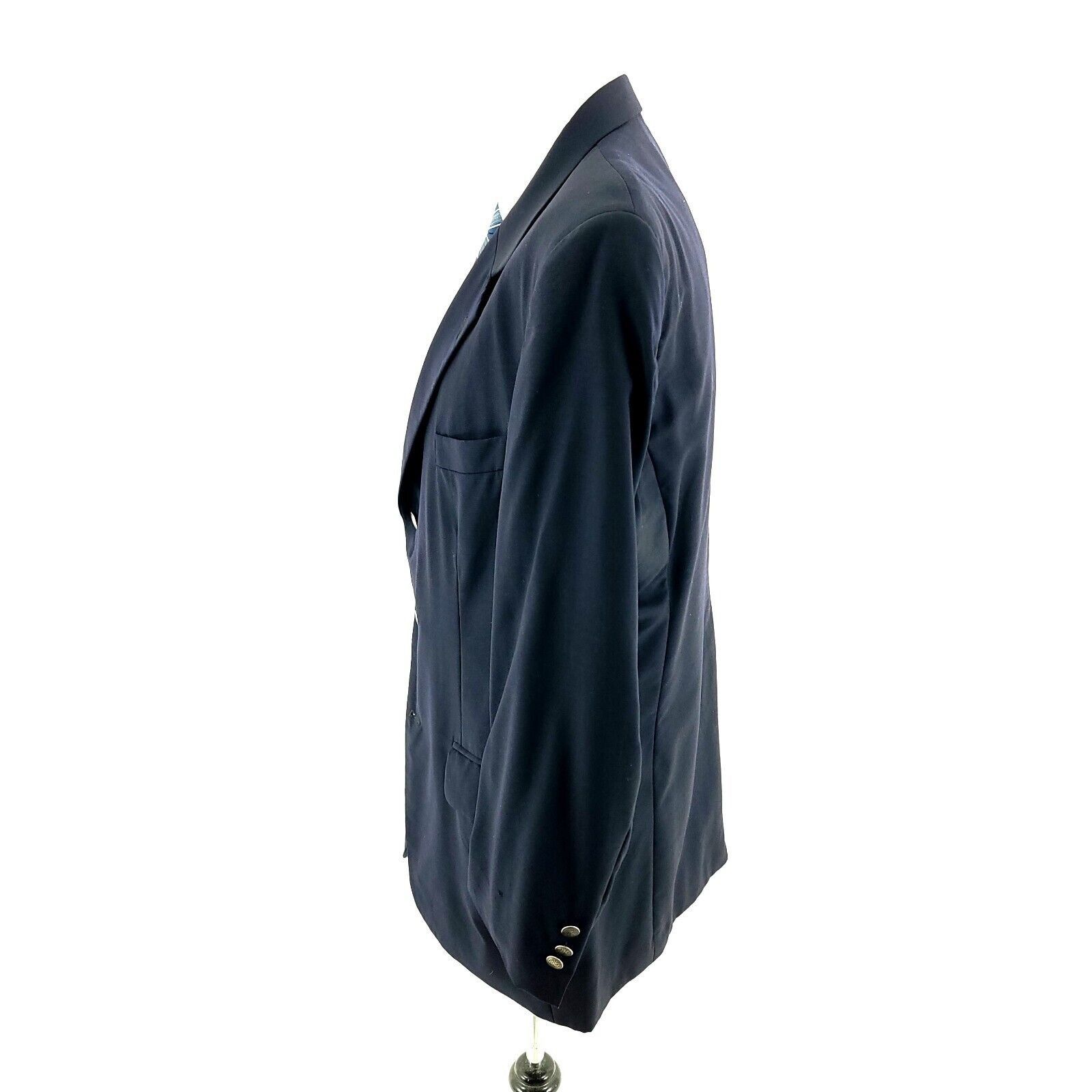 Savile Row DAMAGED Savile Row Wool 3 Gold Button Blazer 42R Blue Size 42R - 6 Thumbnail