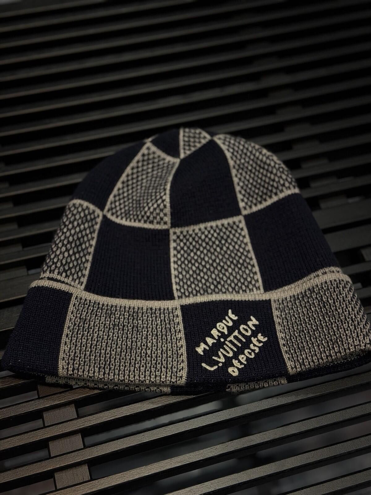 Louis Vuitton Louis Vuitton Men's Knit Beanie Hat LV $595 Blue Grey Size ONE SIZE - 2 Thumbnail