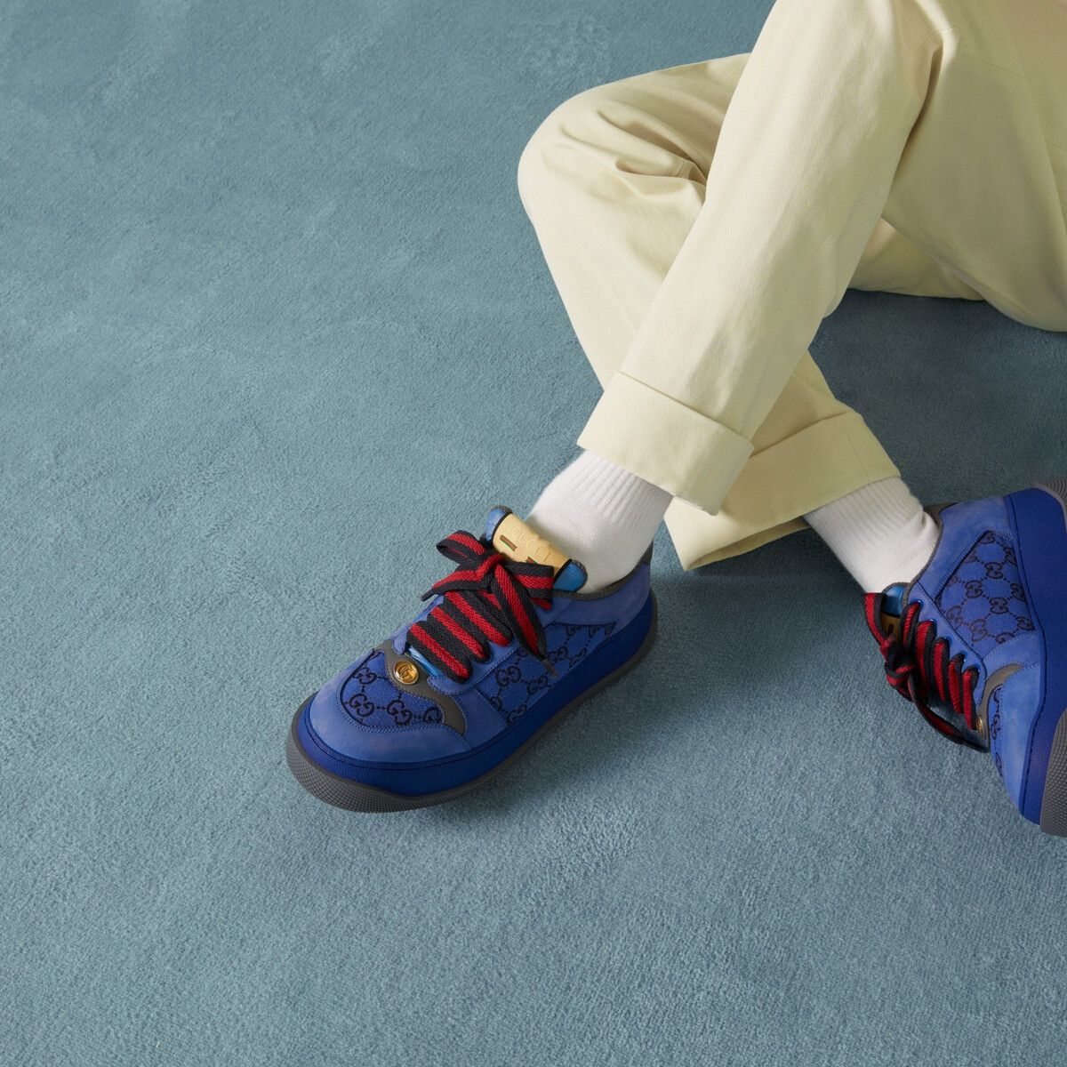 Gucci o1s1wg110325 Men's Screener GG Sneakers in Blue & Black Size US 9.5 / EU 42-43 - 3 Thumbnail