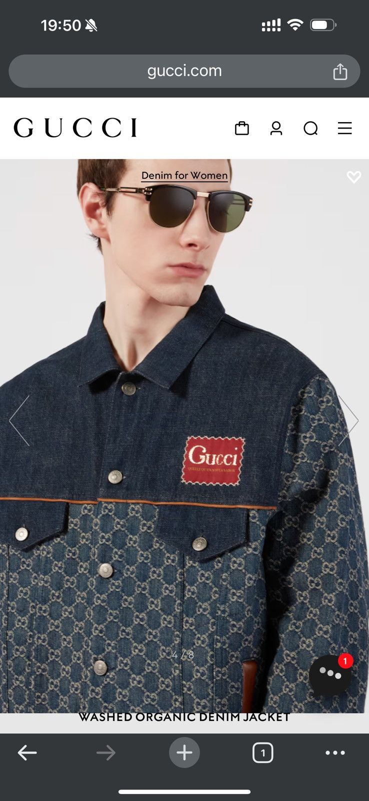 Gucci GUCCI WASHED ORGANIC DENIM JACKET Size US S / EU 44-46 / 1 - 3 Thumbnail
