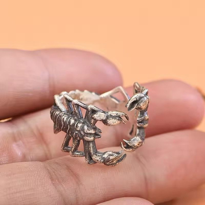 Jewelry x Ring Gold Plated Scorpion Adjustable Ring in Silver, Men's