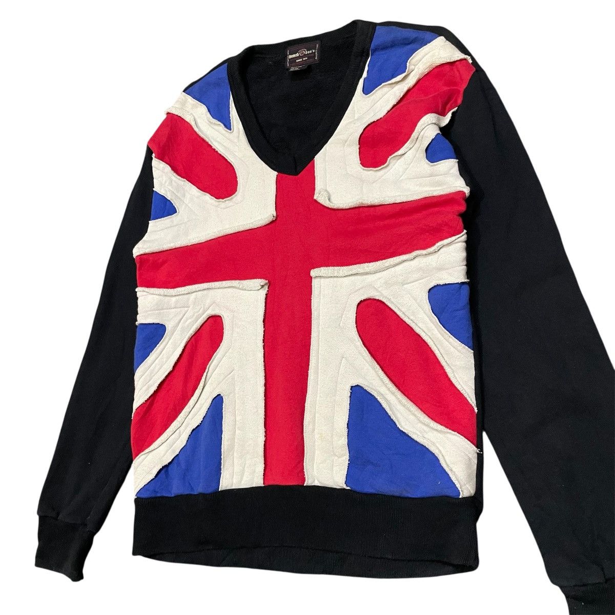Japanese Brand Vintage Demob Son's Union Jack VNeck Black Appliqué Flag Size US M / EU 48-50 / 2 - 3 Thumbnail