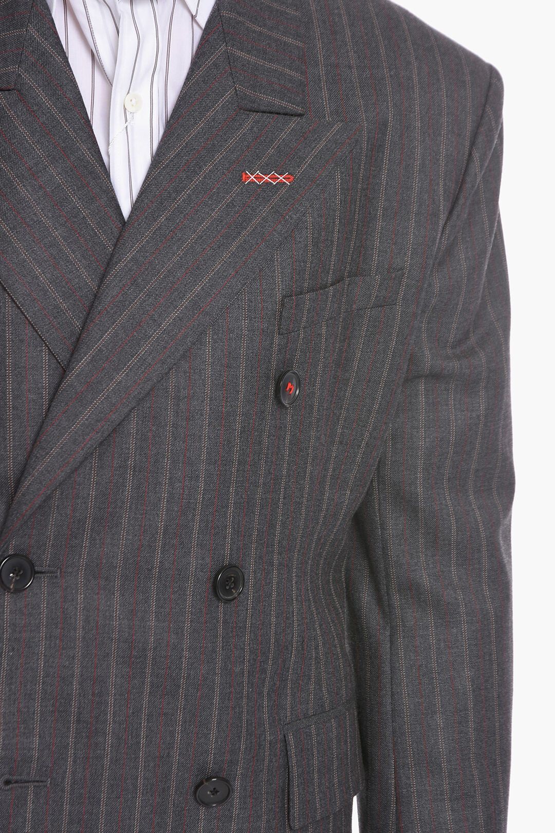 Maison Margiela og1mm0625 Unisex Wool Double-breasted Blazer in Grey Size US XXS / EU 40 - 4 Thumbnail