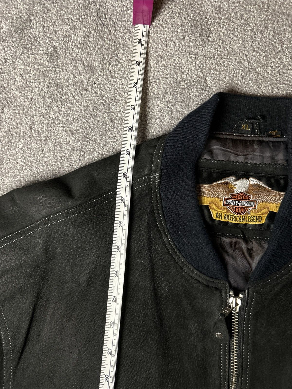 Harley Davidson Rare Y2K Harley Davidson Suede Bomber Jacket with Back Hit Size US XL / EU 56 / 4 - 6 Thumbnail