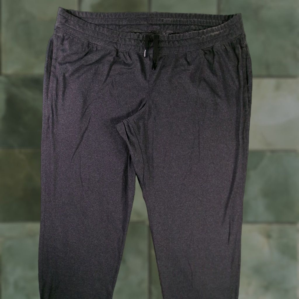 Vintage All In Motion Joggers Men 2XL Black Athletic Nylon Polyester Spandex Drawstring Ankle Zipper Pockets Activewear Lounge Size US 39 - 1 Thumbnail