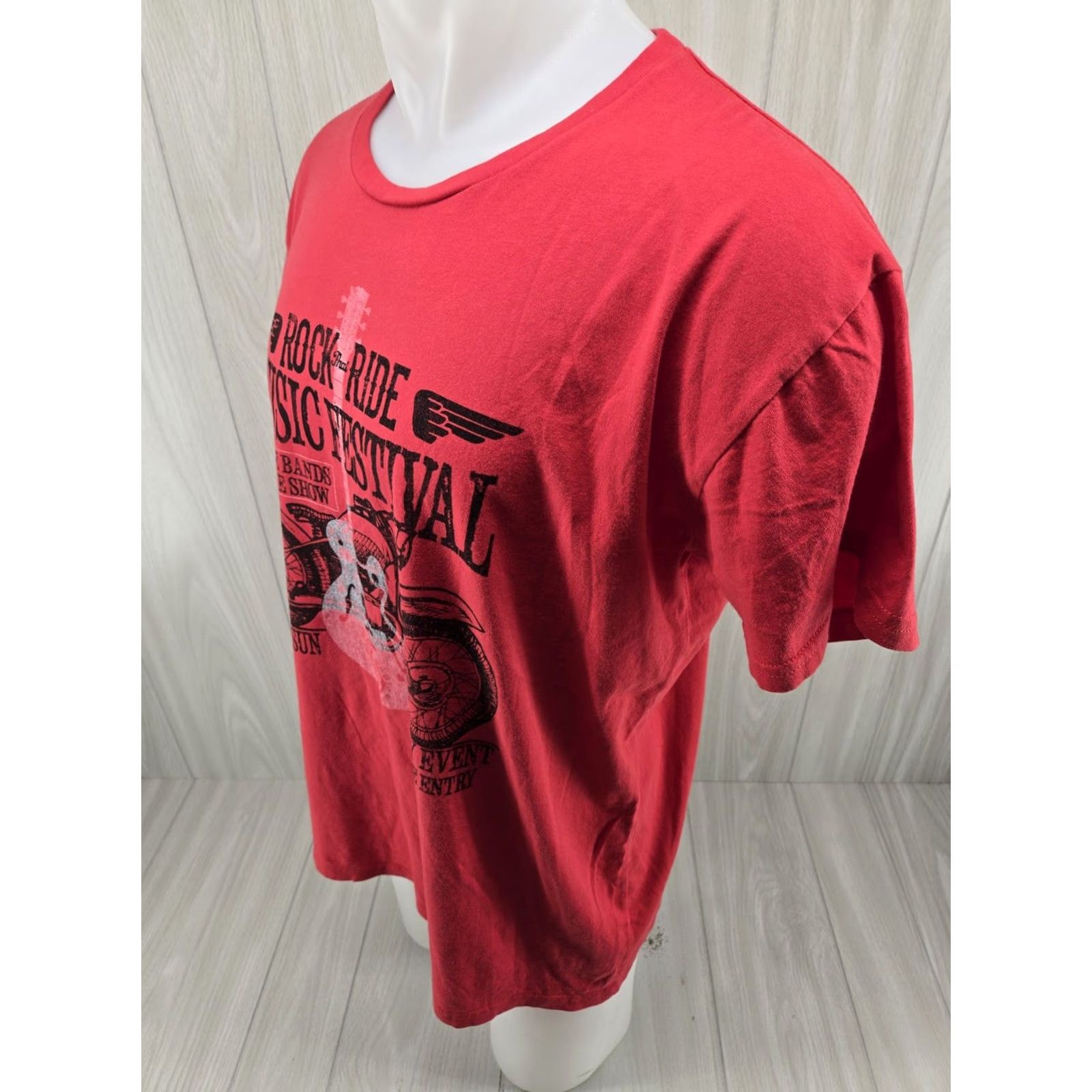 Vintage Outlaw Soul Rock that Ride Music Festival T-Shirt Red Large Mens Short Sleeve Crew Neck Graphic Print 100% Cotton Size US L / EU 52-54 / 3 - 5 Thumbnail
