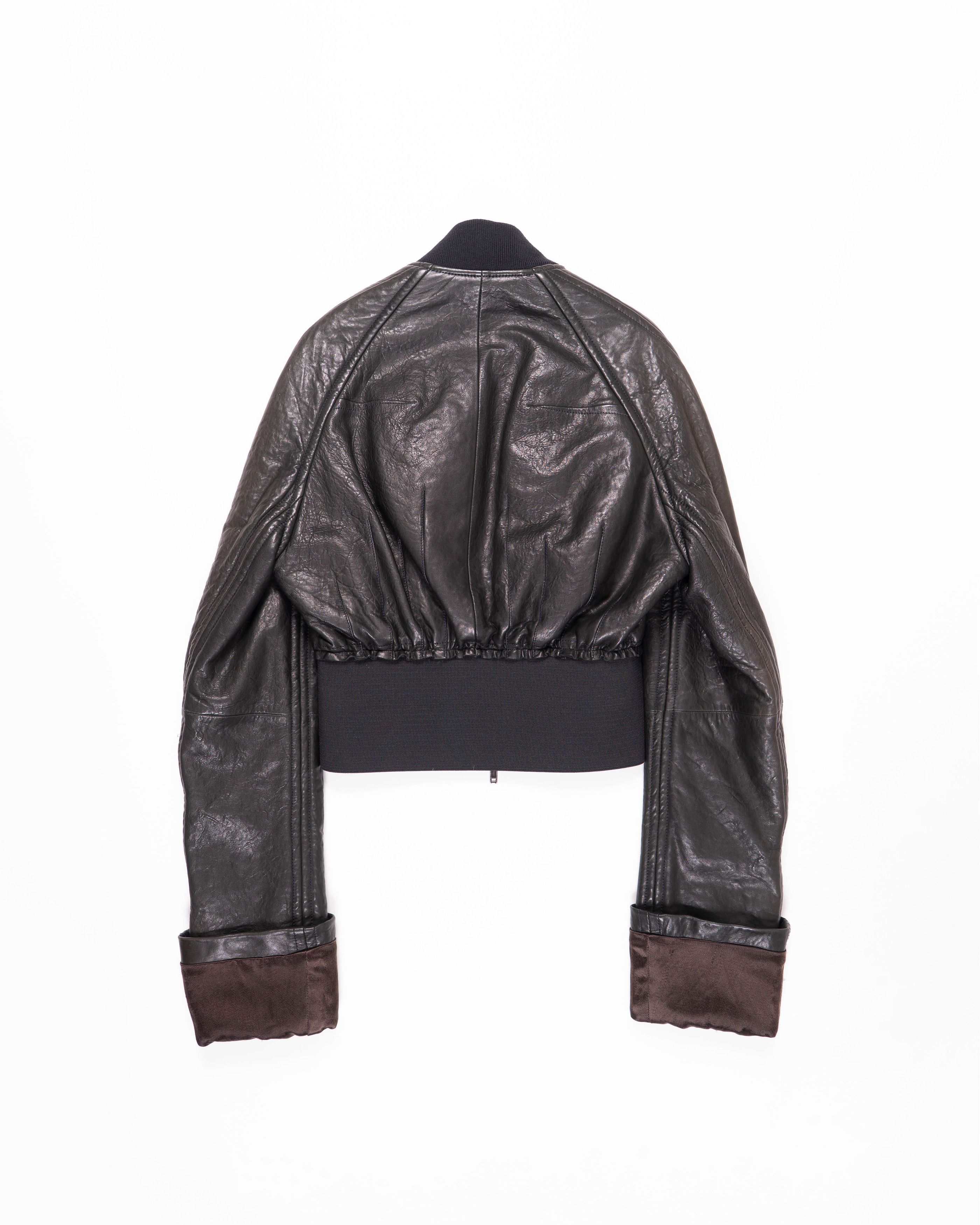 Haider Ackermann FW15 Oversized Sleeves Bomber in Black Leather Size S / US 4 / IT 40 - 2 Thumbnail