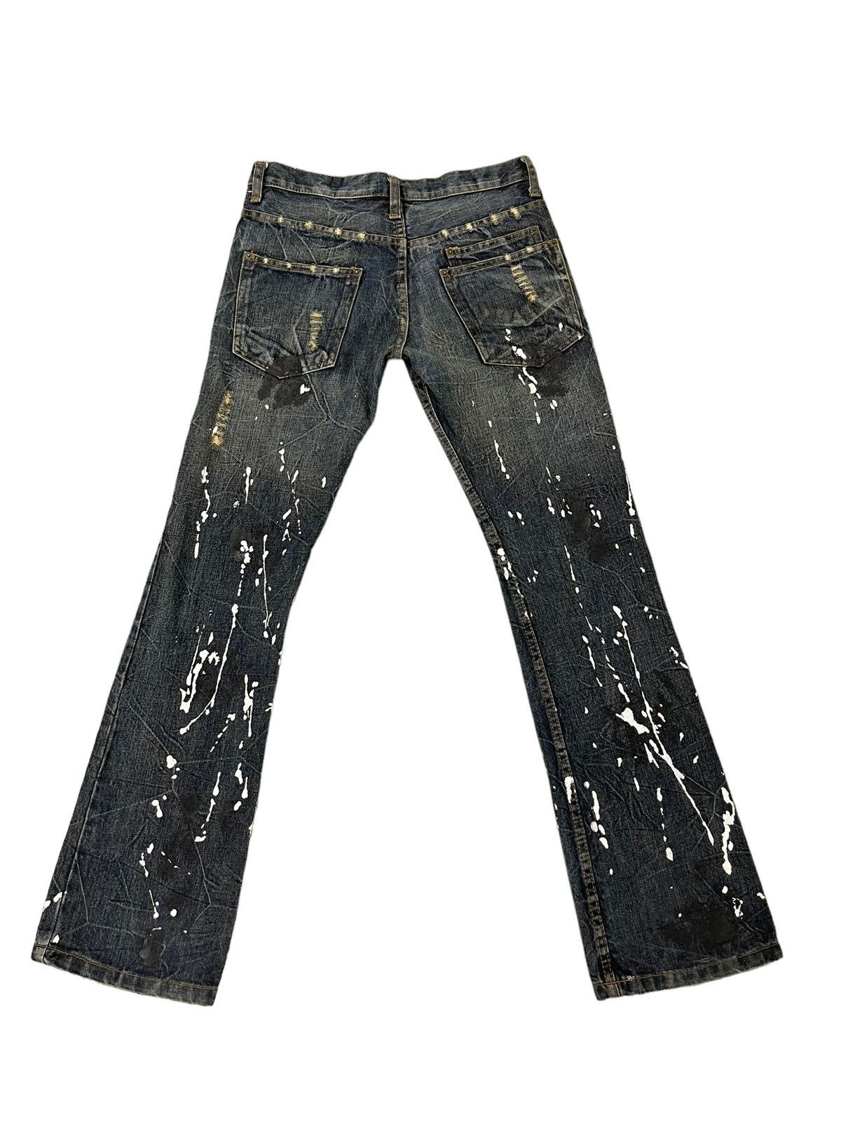 Japanese Brand Flare Jeans Glad News Distress Paint Splash Low Rise 7🟦4 Size US 32 / EU 48 - 12 Thumbnail