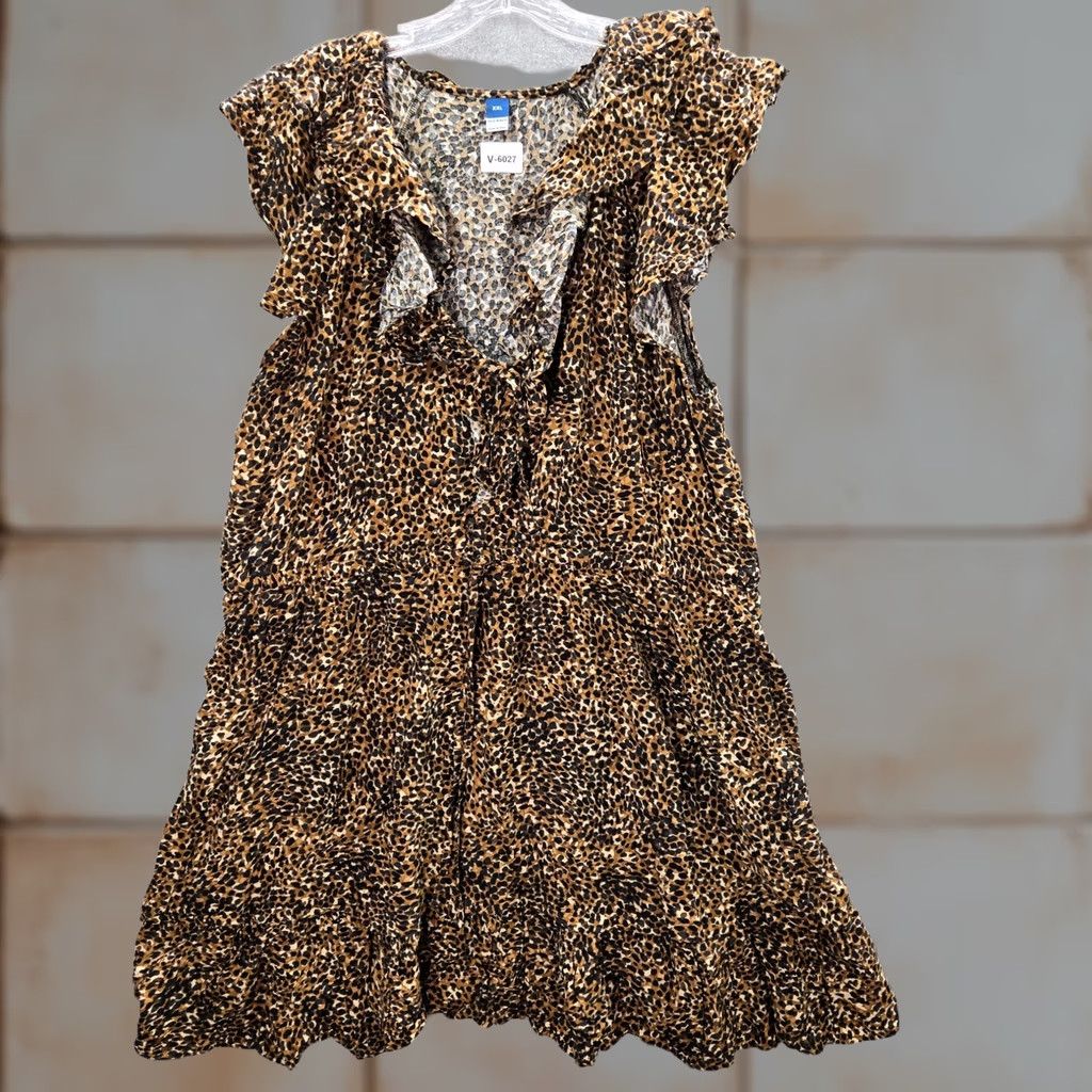 old navy brown ruffle dress Old Navy Women 2XL Spotted A Line Mini Trim Waist Defined square neck short puff Color:ORO Sherri Hill Royal Blue fourth_sale_2026