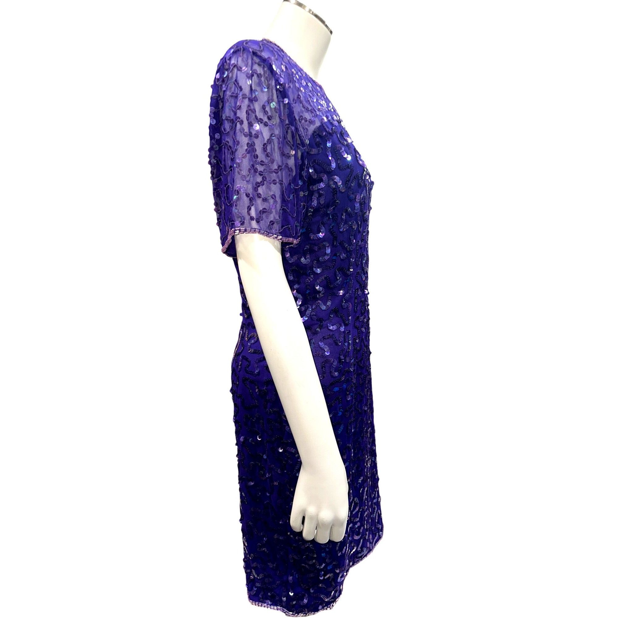Other All Silk Vintage Dress by Stenay Size 4 Purple Sequin Cockta Size S / US 4 / IT 40 - 7 Thumbnail