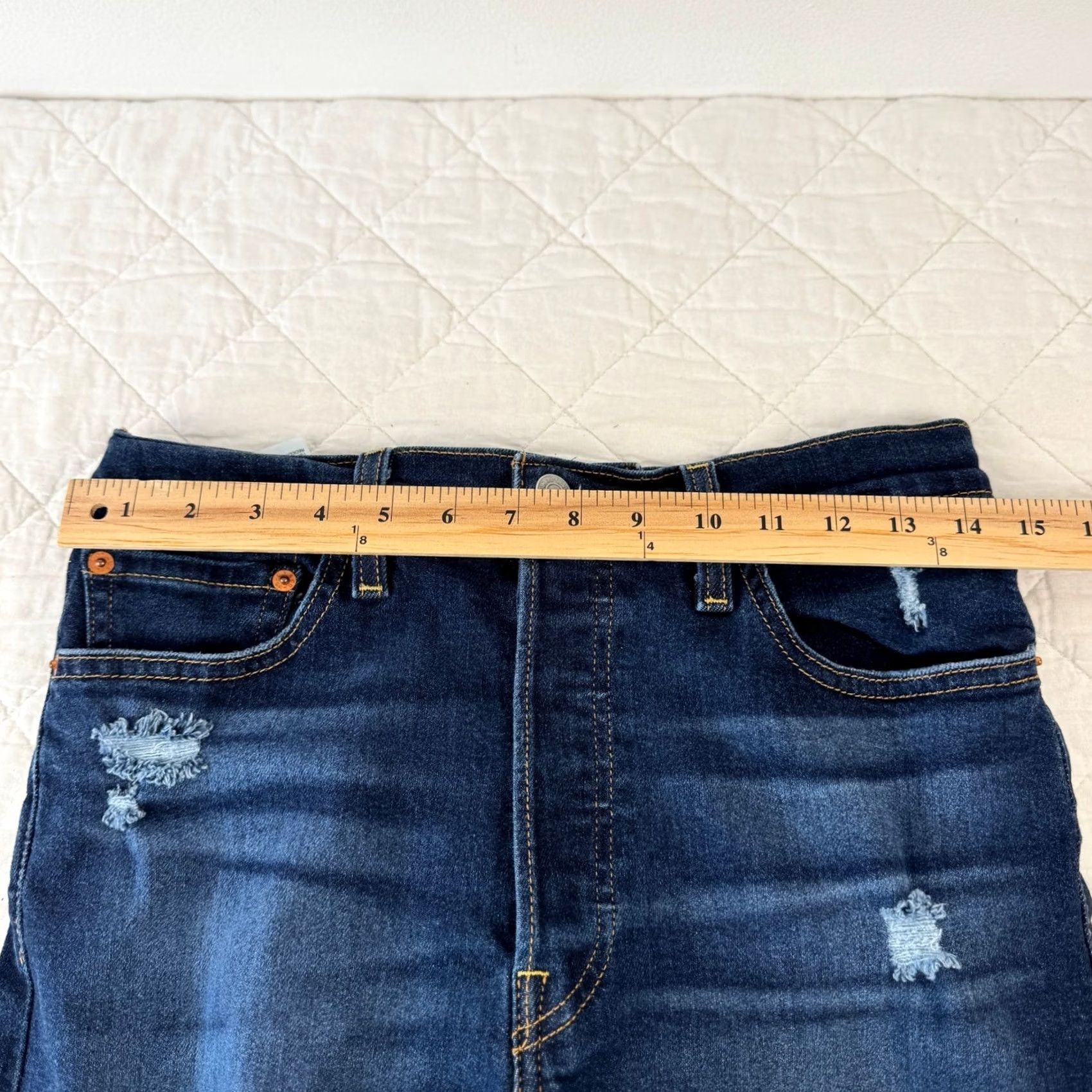 Levi's Levi's Ribcage Straight Ankle Jeans Women 29x27 Dark Indigo Destructed 72693-0133 Size 29" - 6 Thumbnail