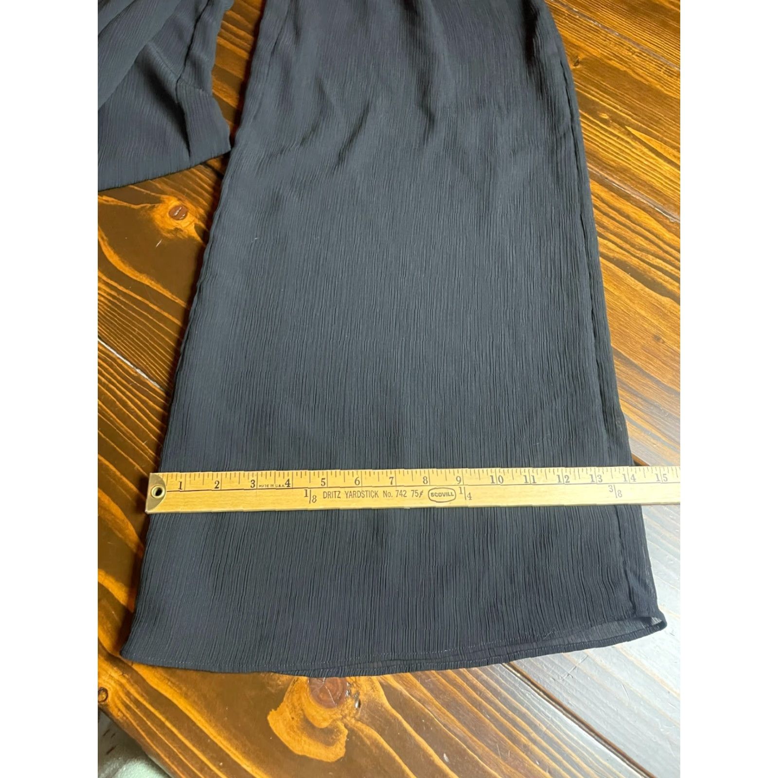 Vintage Draper's & Damon's Pants, Women's Medium, Black, Wide-Leg, Pull On, Dress Pants, Regular, 29.5 in Inseam, Pattern: Solid, Office, Womens Size 32" / US 10 / IT 46 - 7 Thumbnail