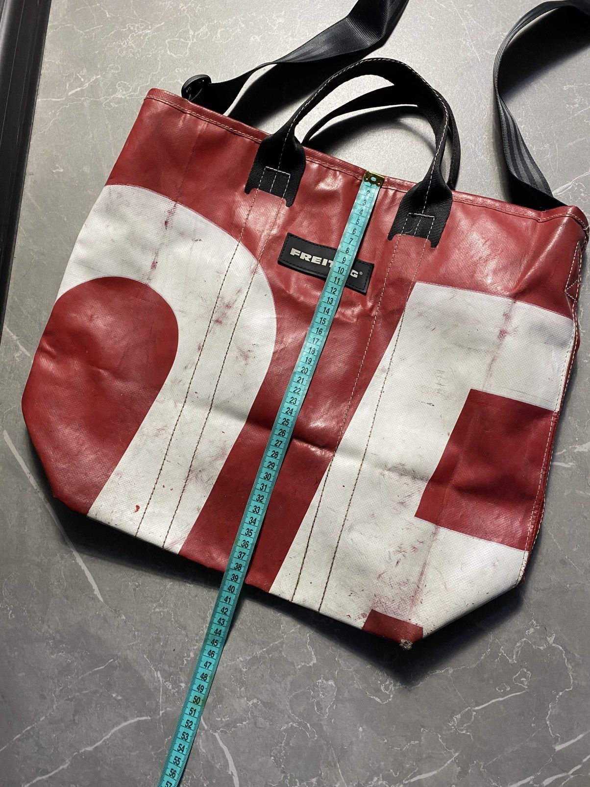 Freitag Freitag F202 Leland Tote Bag Red White Upcycled Truck Tarp Size ONE SIZE - 11 Thumbnail