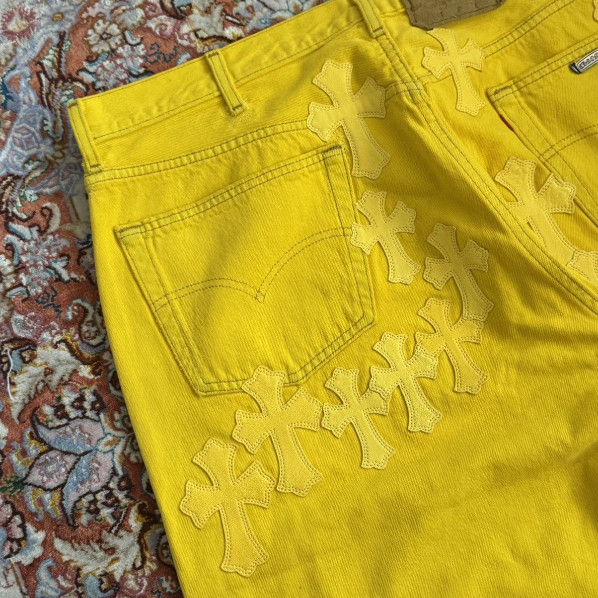 Chrome Hearts YELLOW F&F CROSS PATCH SILVER STUDS VINTAGE JEANS (RARE) Size US 38 / EU 54 - 5 Thumbnail