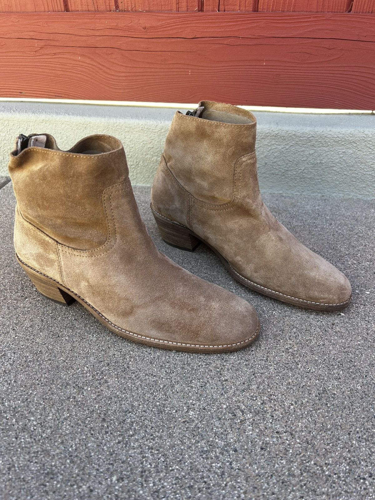 Other $590~ELYSE WALKER L.A.~Tan Distressed Suede Booties~37/7 Size US 7 / IT 37 - 11 Thumbnail