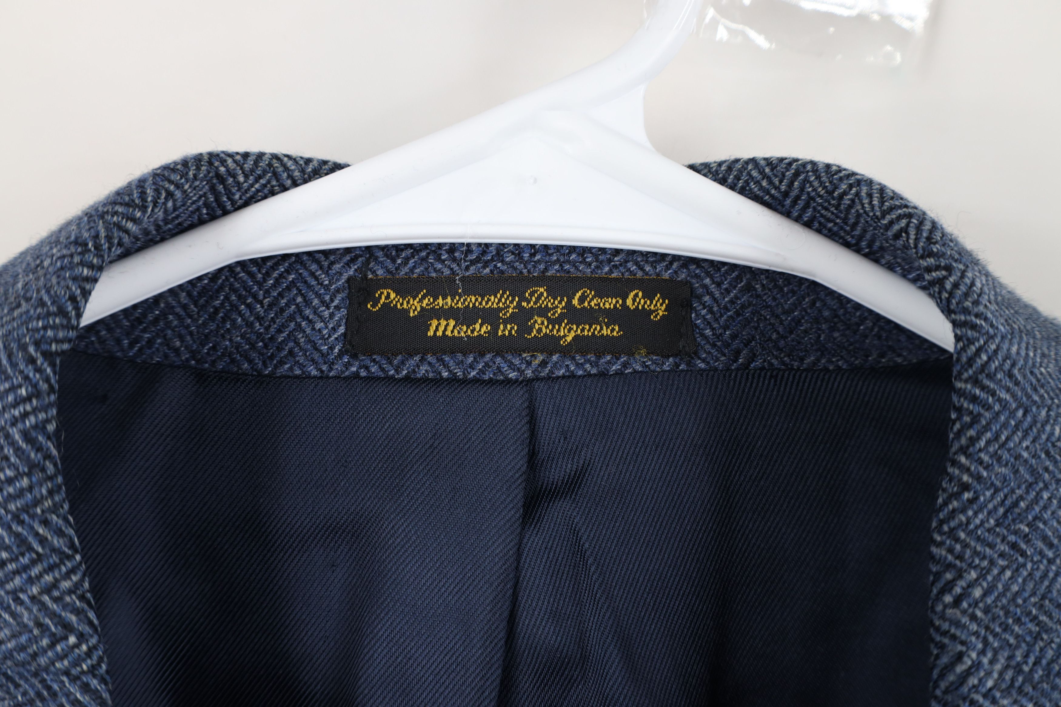 Vintage Vintage 90s Y2K Herringbone Suit Coat Blazer Jacket Blue Size US XXL / EU 58 / 5 - 9 Thumbnail
