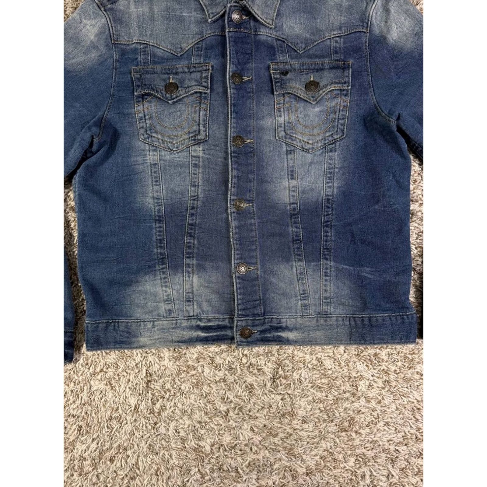 True Religion True Religion Jimmy Denim Jacket Slim Men's Size XL Blue Cotton Button Bomber Size US XL / EU 56 / 4 - 3 Thumbnail