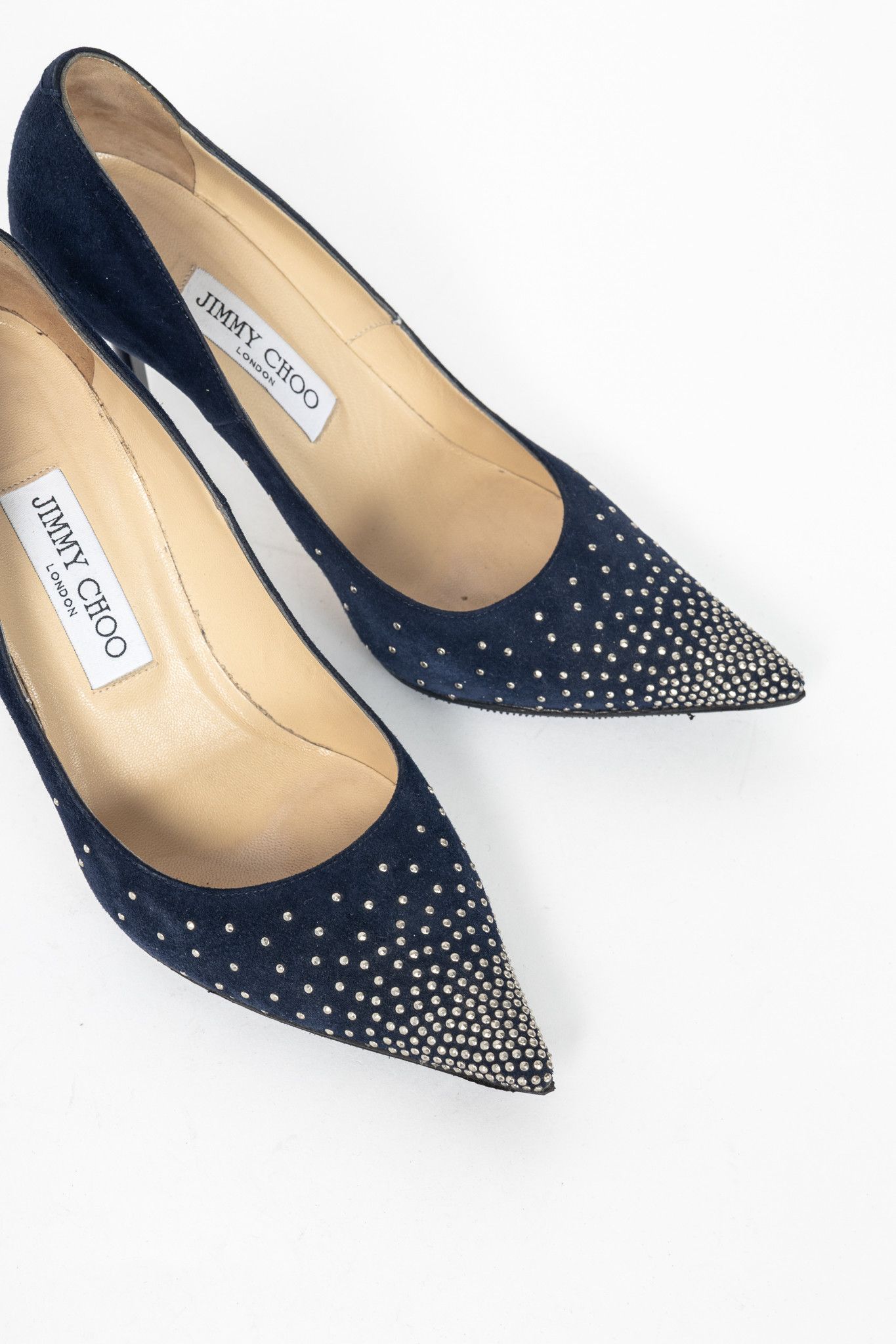 Jimmy Choo Jimmy Choo Abel Navy Suede Rhinestone-Embellished Pumps Size US 7 / IT 37 - 6 Thumbnail