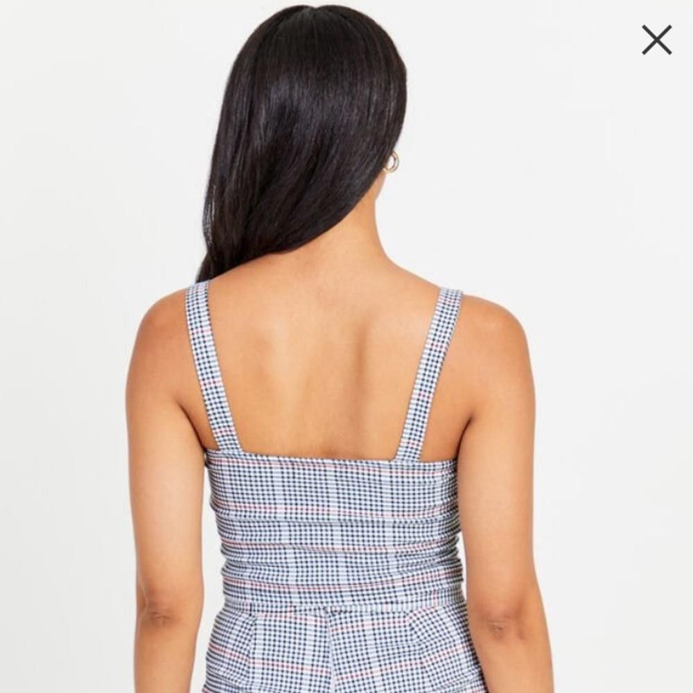 Designer Altar'd State Black and Blue Plaid Crop Top Size M / US 6-8 / IT 42-44 - 3 Thumbnail