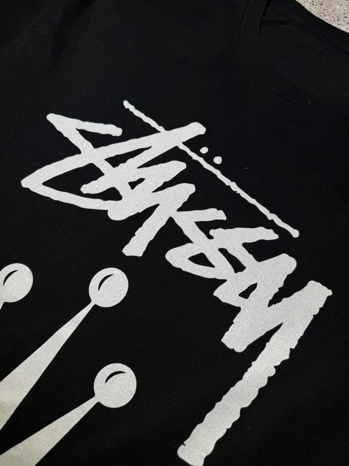 Stussy × Vintage Stussy vintage big logo black t-shirt Size US L / EU 52-54 / 3 - 5 Thumbnail