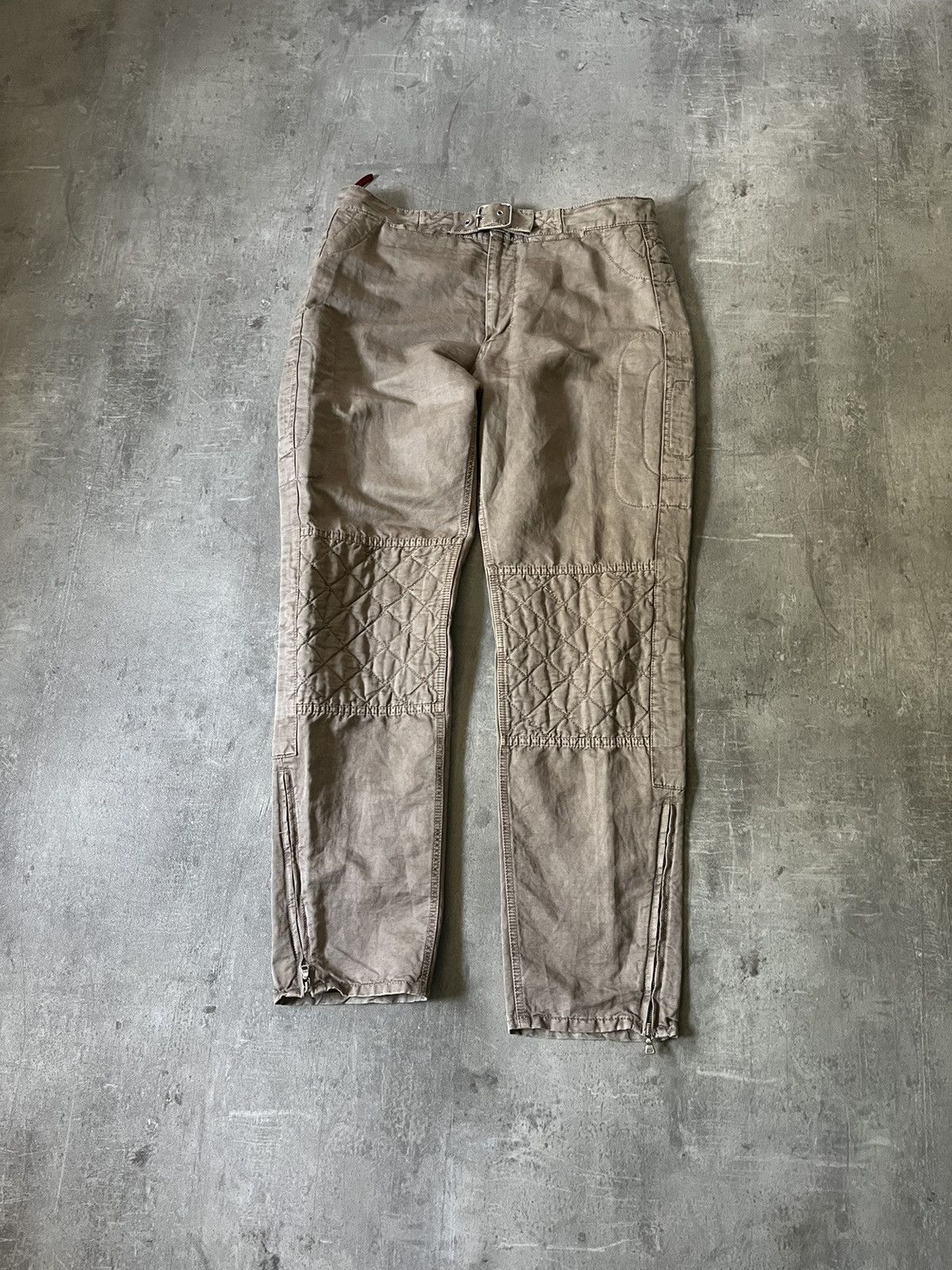 image of Archival Clothing x Prada Vintage Prada Linen Pants Double Knee Biker Beige, Men's (Size 36)