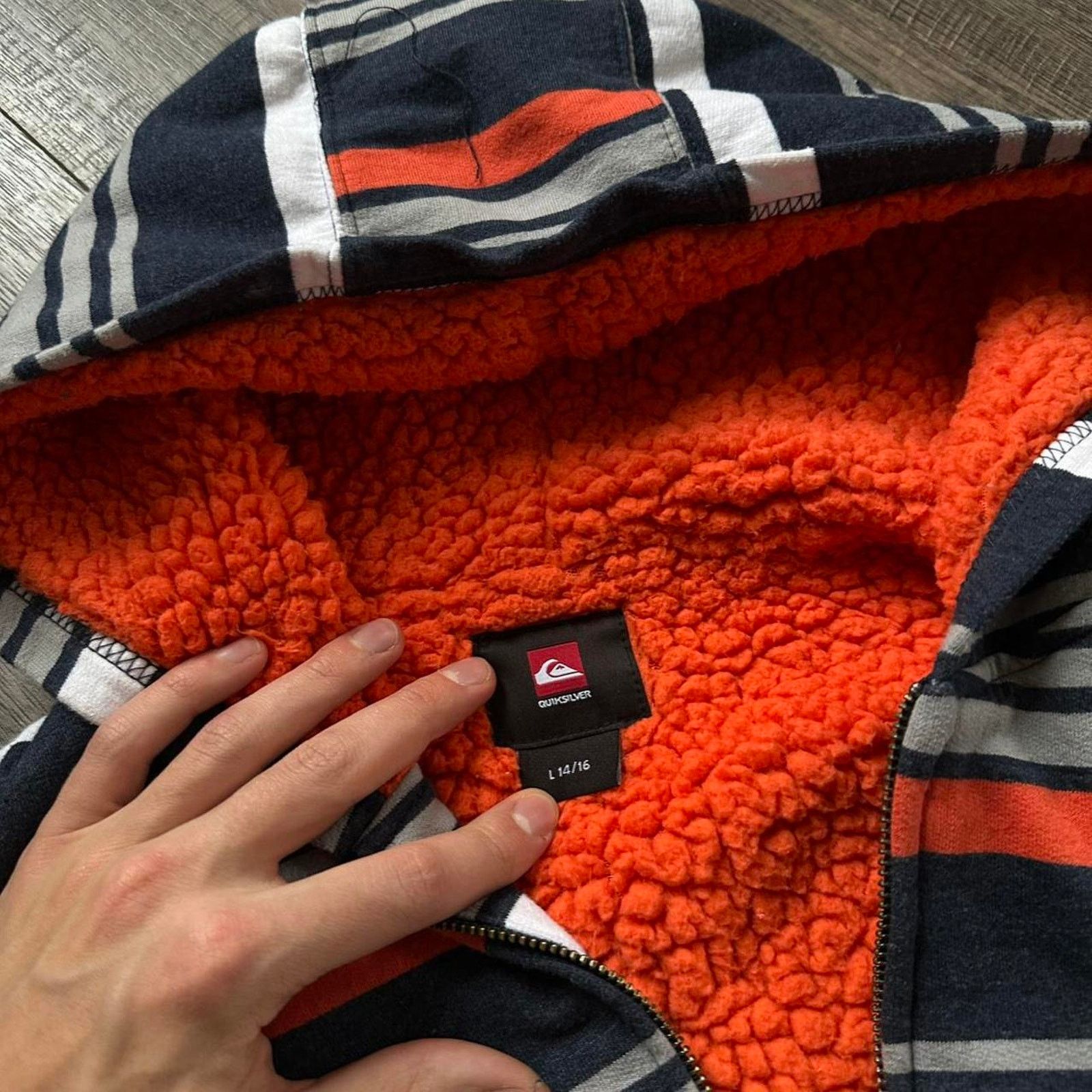 Quiksilver × Vintage Vintage Y2K 00s Quiksilver Striped Zip Up Hoodie Sweatshirt Size US XS / EU 42 / 0 - 3 Thumbnail