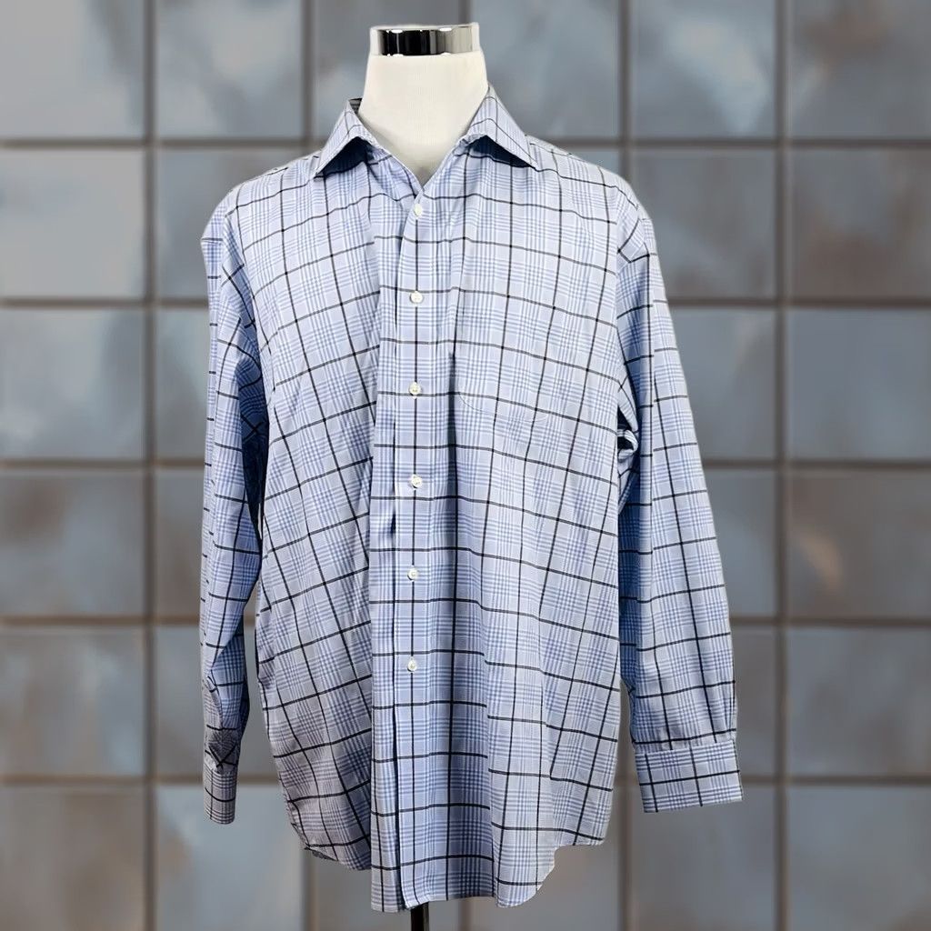 Brooks Brothers Brooks Brothers Dress Shirt Blue Brown Glen Plaid 18 35 Traditional Fit Non Iron Collar Spread Mens Regular Size 18 XS-XL Size 48R - 1 Thumbnail