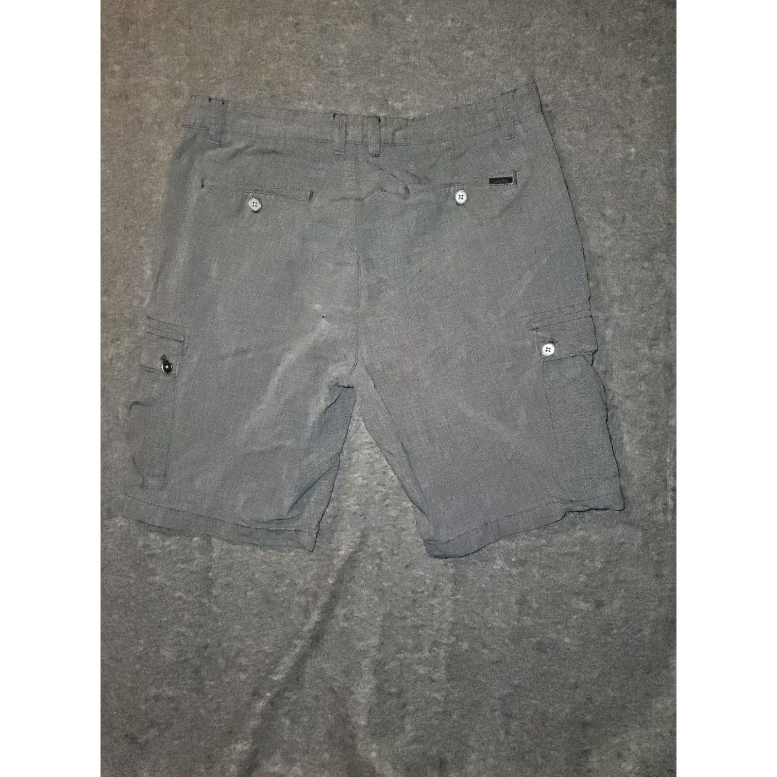 Calvin Klein Calvin Klein Cargo Shorts Mens 34 Gray Mid Rise Casual Workwear Cargo Pocket Flat Front Logo Zipper Button Cotton 10in Inseam Regular Mens Size US 34 / EU 50 - 6 Thumbnail