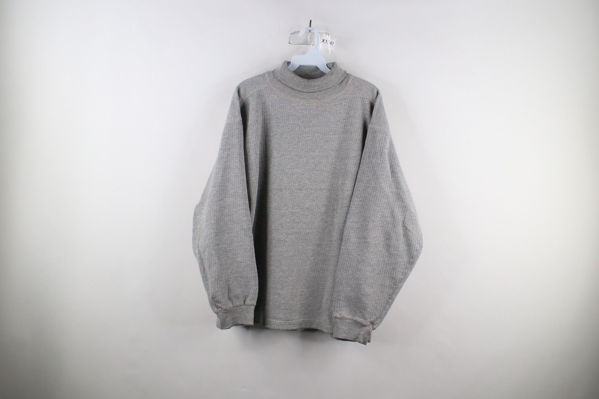 Gap Vintage 90s Gap Blank Ribbed Knit Turtleneck Sweatshirt Gray Size US M / EU 48-50 / 2 - 1 Thumbnail