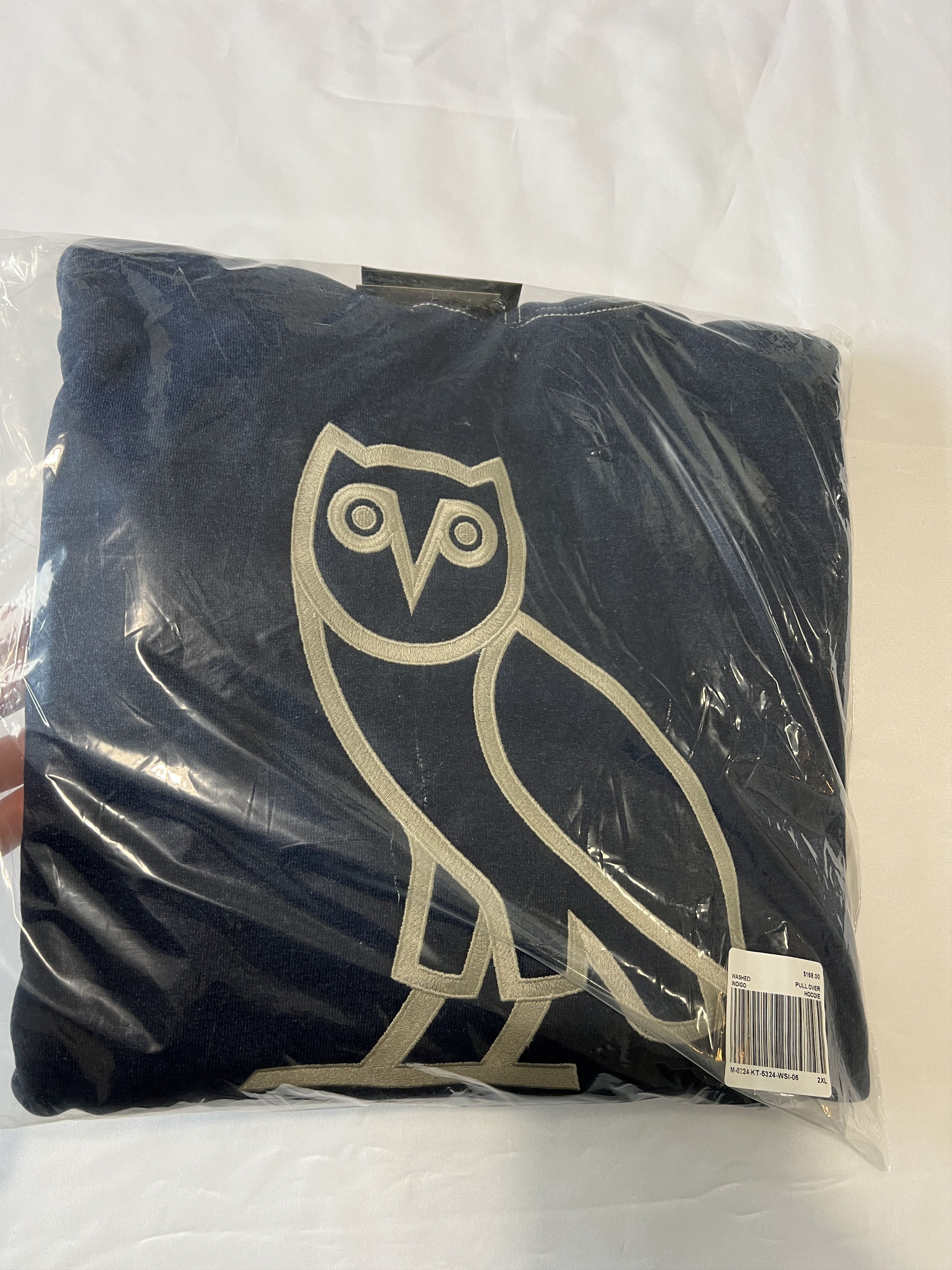 Drake OVO WASHED INDIGO-DYED DENIM OG OWL HOODIE Size US XXL / EU 58 / 5 - 6 Thumbnail