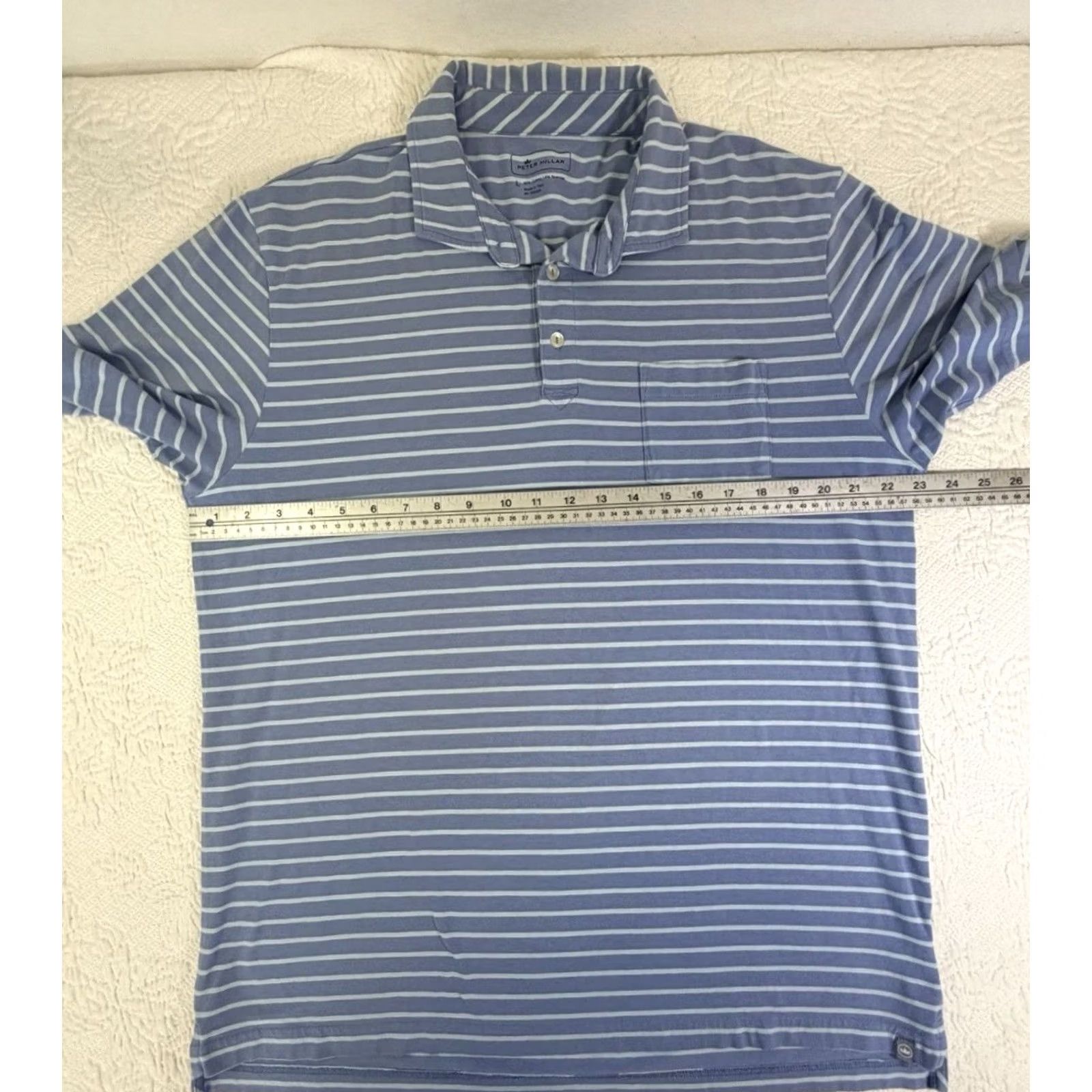 Peter Millar Peter Millar Comfort Polo Shirt Regular L Blue Stripes Golf Performance Men Size US L / EU 52-54 / 3 - 3 Thumbnail