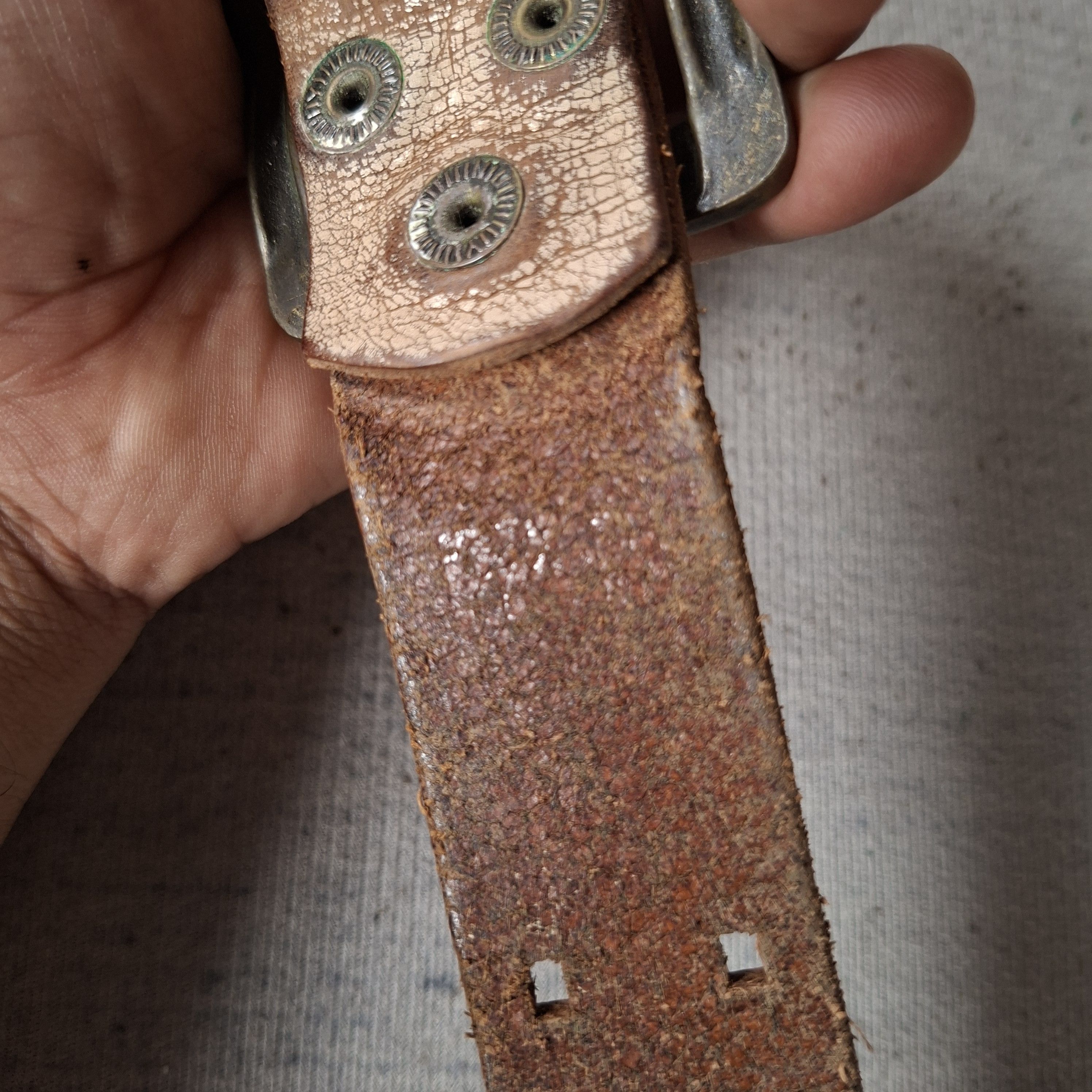 PPFM 💥 Vintage PPFM japan solid brass double prong leather belt Size ONE SIZE - 7 Thumbnail