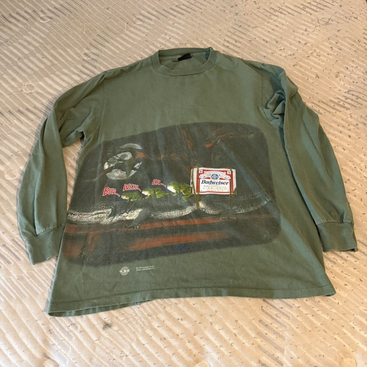 Budweiser Vintage Budweiser 1996 Frog Alligator Long Sleeve T shirt Size US XL / EU 56 / 4 - 1 Thumbnail