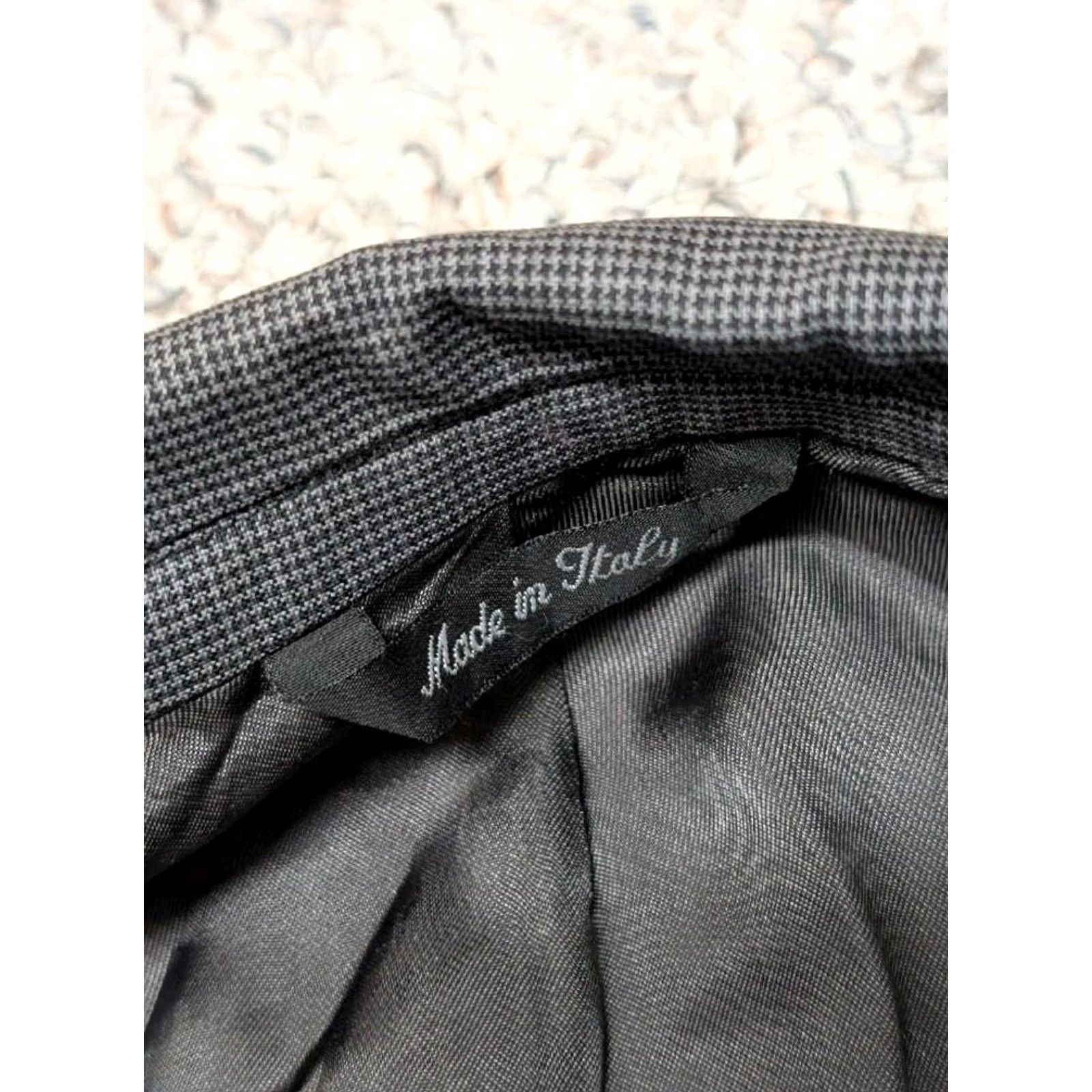Yves Saint Laurent VINTAGE YSL ITALY Blazer JACKET Mens 40R Wool Gray Houndstooth Two-Button Notch Double-Vented 40 Regular 21.5" chest Size 40R - 6 Thumbnail