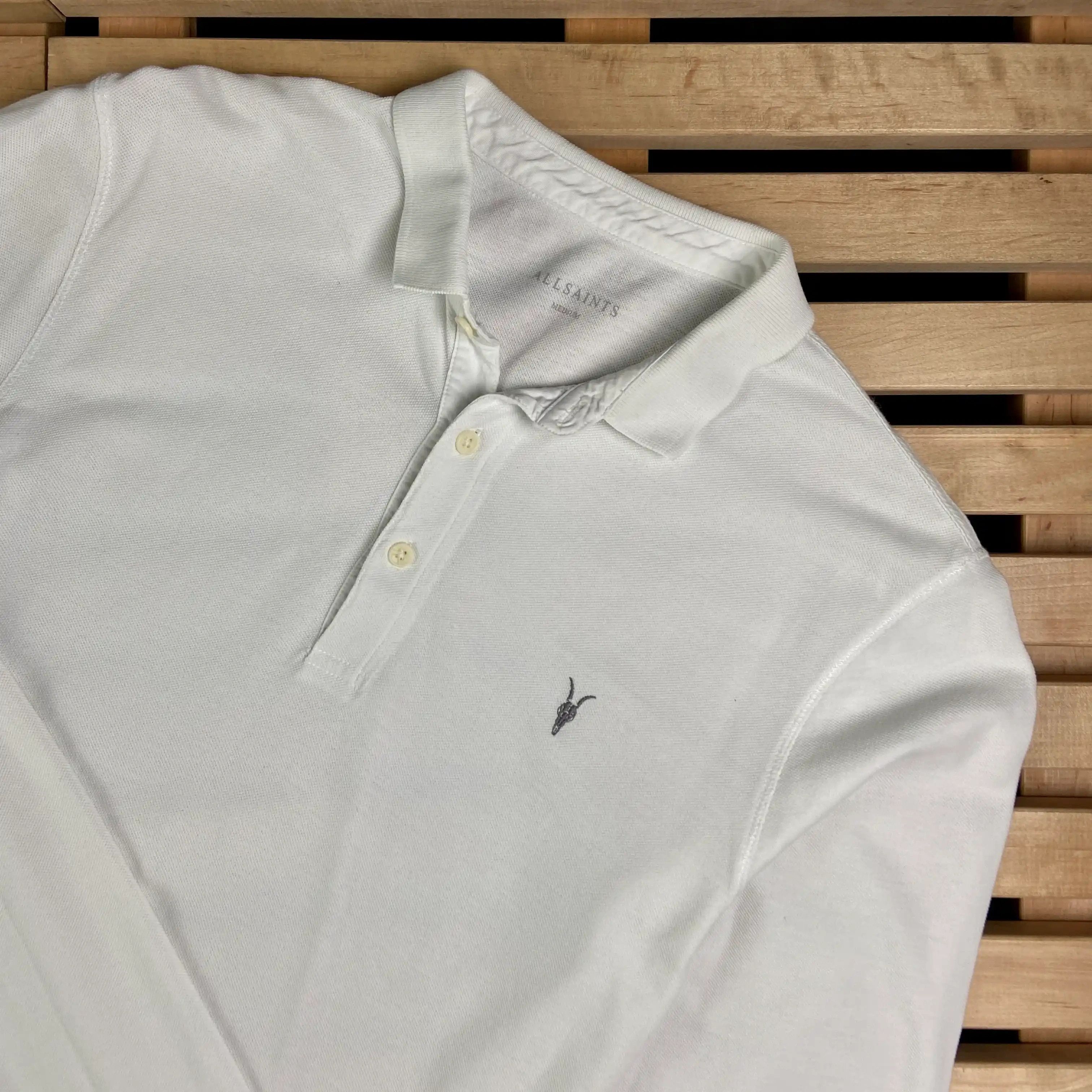 Allsaints Mens Polo Long Sleeve Allsaints Size M White Size US M / EU 48-50 / 2 - 2 Thumbnail