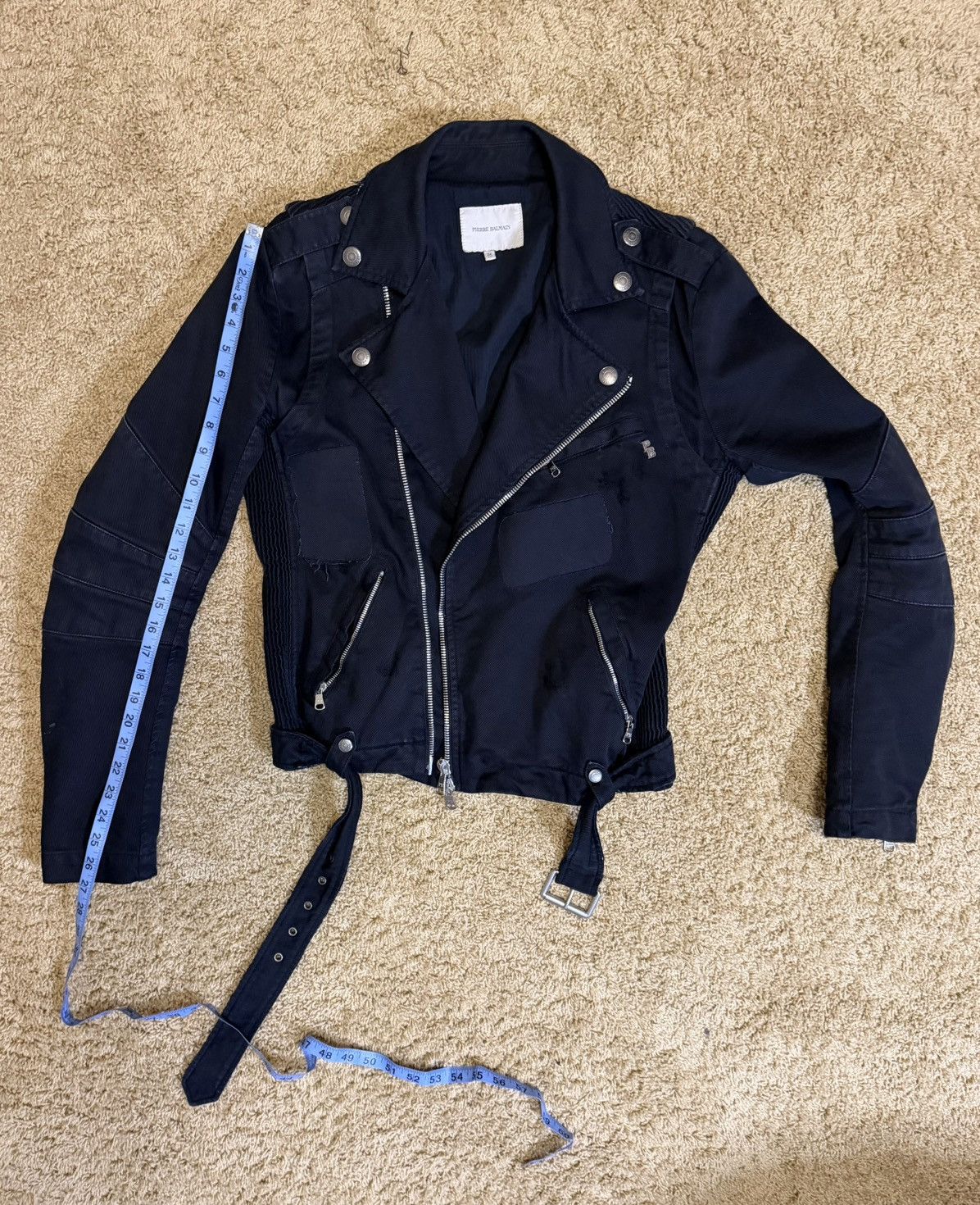 Pierre Balmain Pierre Balmain Cotton Moto Jacket Size US XXS / EU 40 - 14 Thumbnail