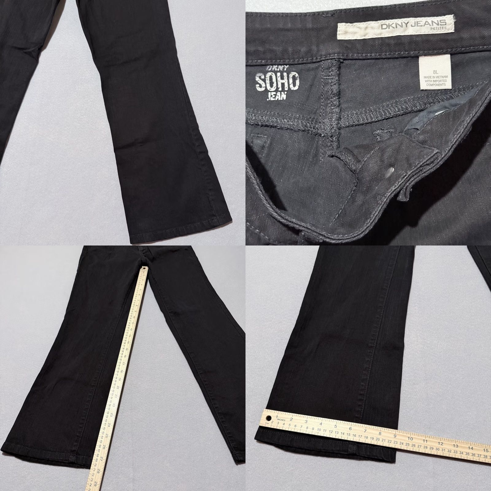 DKNY DKNY Soho Flared Jeans Women's Black Denim Slim Fit Pockets Classic Zip Fly 8L Size 30" / US 8 / IT 44 - 8 Thumbnail