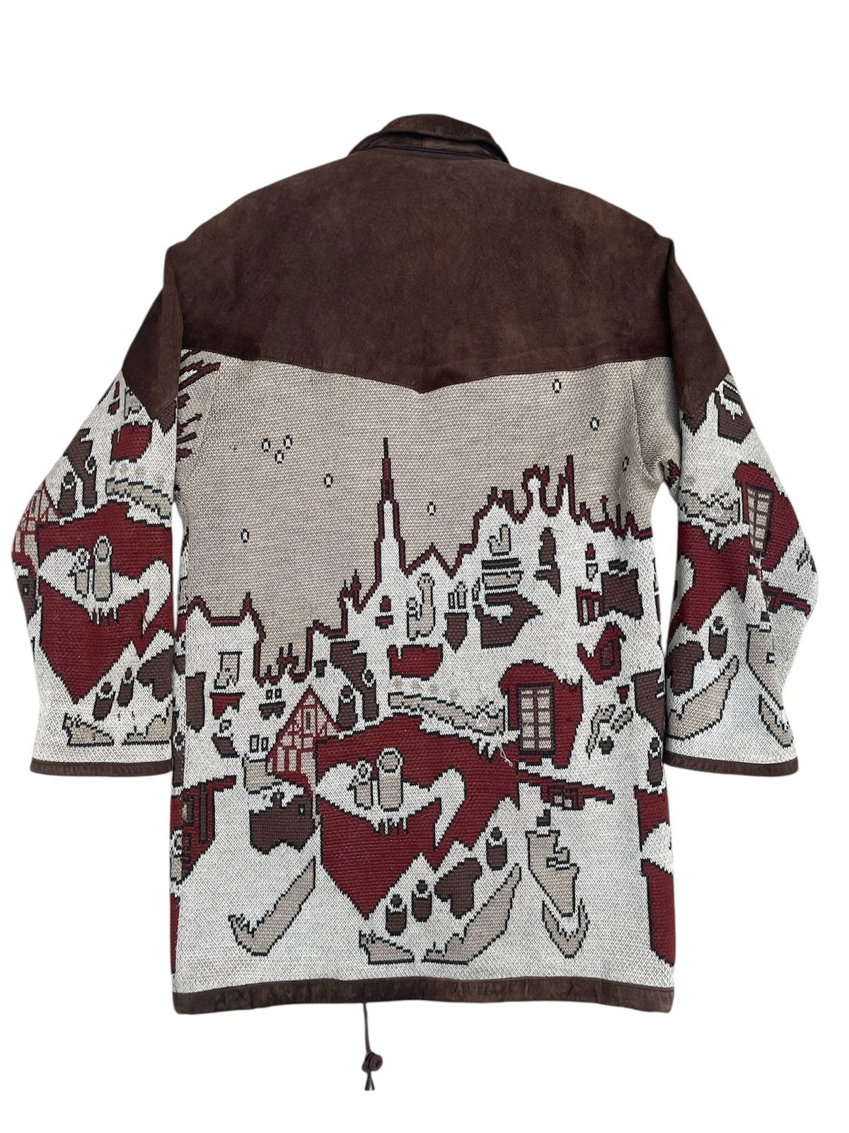 Vintage Vintage Knit Village Scene Suede Jacket Size US M / EU 48-50 / 2 - 2 Thumbnail
