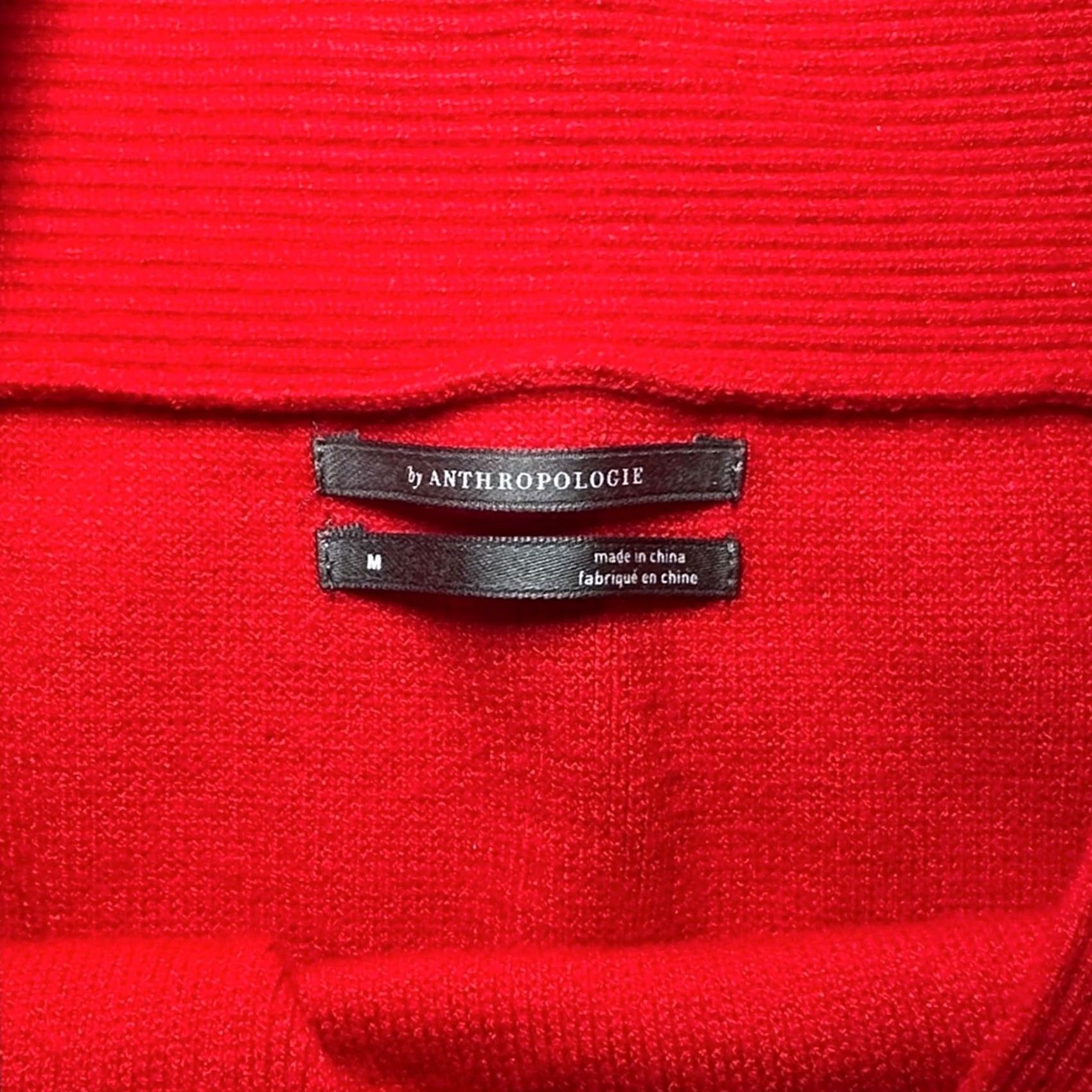 Anthropologie Anthropologie Shirt Womens Medium Red Vibrant Elise Ribbed Off Shoulder Sweater Tunic Size M / US 6-8 / IT 42-44 - 6 Thumbnail