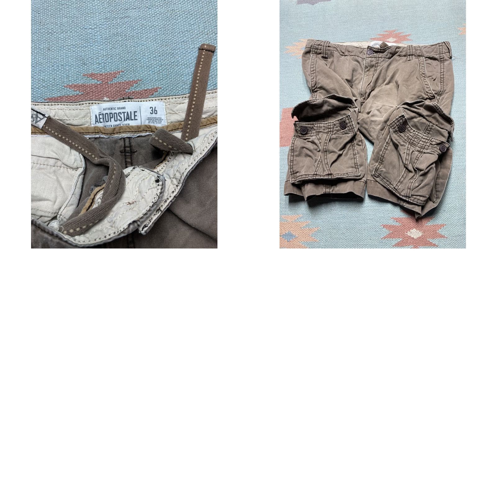 Vintage VINTAGE Aeropostale Cargo Shorts Baggy Skater Utility Tech Wide Leg 38 Brown Mens Cargo Shorts 38 Size US 38 / EU 54 - 8 Thumbnail