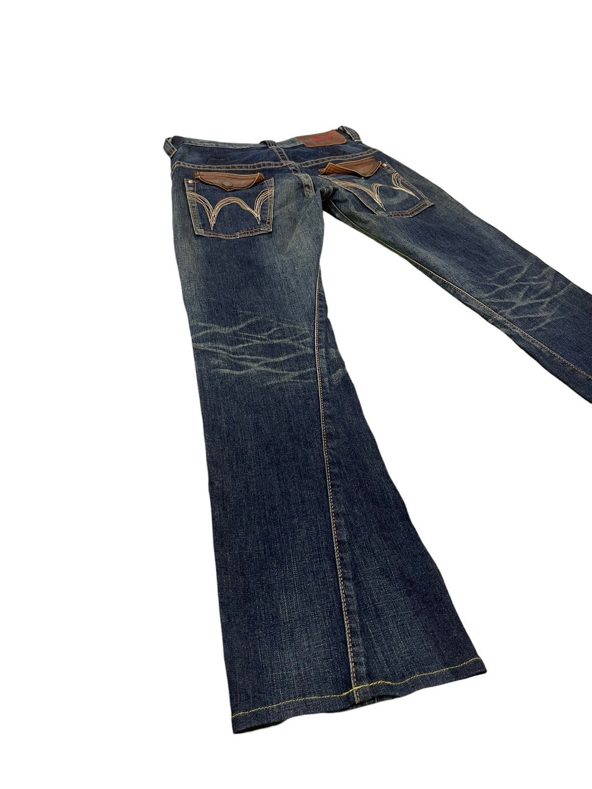 Edwin Flare Jeans Edwin Japan Faded Distress Stretch Boot Cut 8🟦3 Size US 31 - 13 Thumbnail