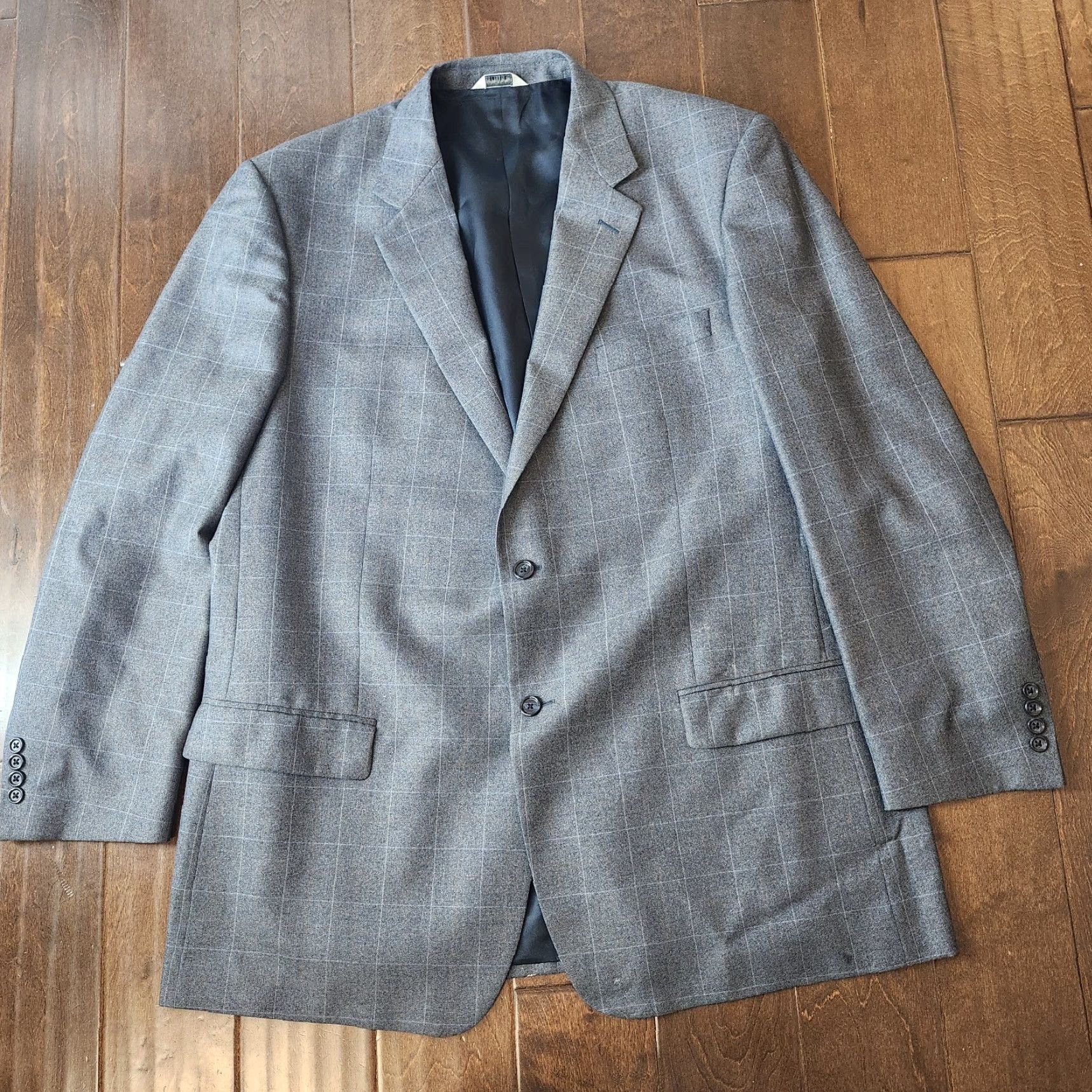 Joseph VINTAGE? No. Joseph Feiss Blazer 48L Gray Windowpane Wool Silk Sport Coat Mens Size 48R - 2 Thumbnail