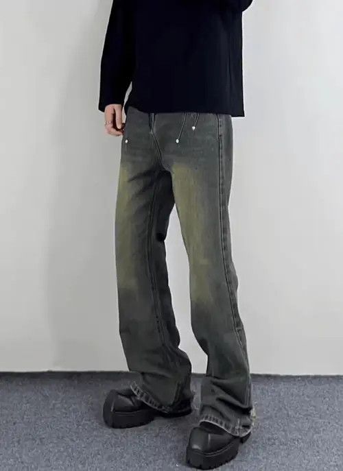 Jean Vintage distressed studded wide-leg jeans Size US 32 / EU 48 - 3 Thumbnail
