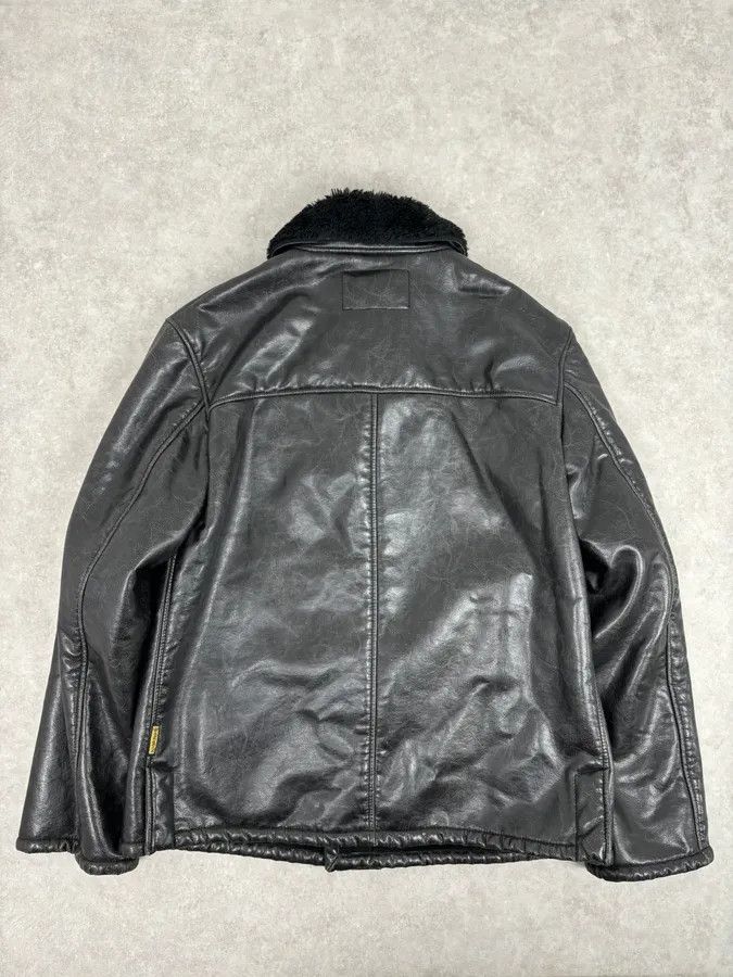 Armani 2000s Armani Black Faux Leather Fur Collar Jacket Size US L / EU 52-54 / 3 - 5 Thumbnail