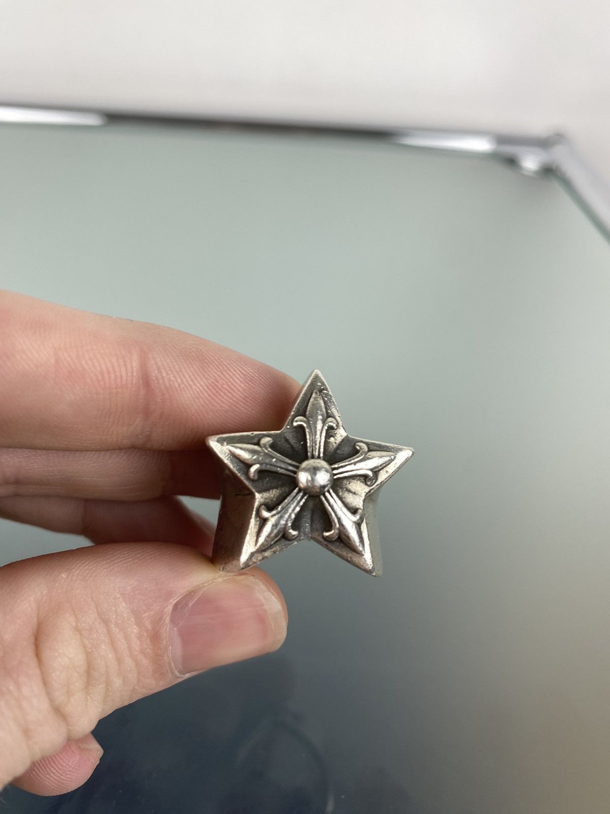 image of Chrome Hearts Large Star Ring Size 5 in Silver, Men's