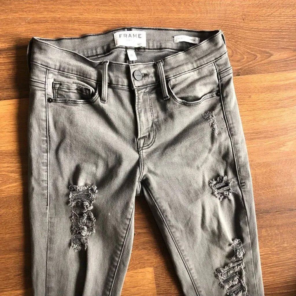 Frame FRAME Le Skinny de Jeanne – Grey Shred Ripped Jeans 👖✨ Size 25" / US 0 / IT 36 - 5 Thumbnail