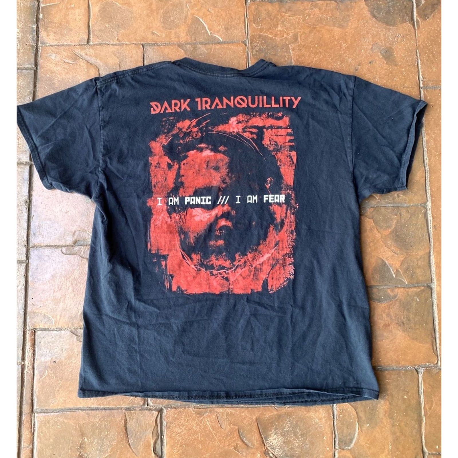 Gildan Dark Tranquility I Am Panic I Am Fear T Shirt XL Mens Black Cotton Graphic Print 2 Sided Band 2010-2019 Gildan Crew Neck Short Sleeve Shirt Size US XL / EU 56 / 4 - 3 Thumbnail