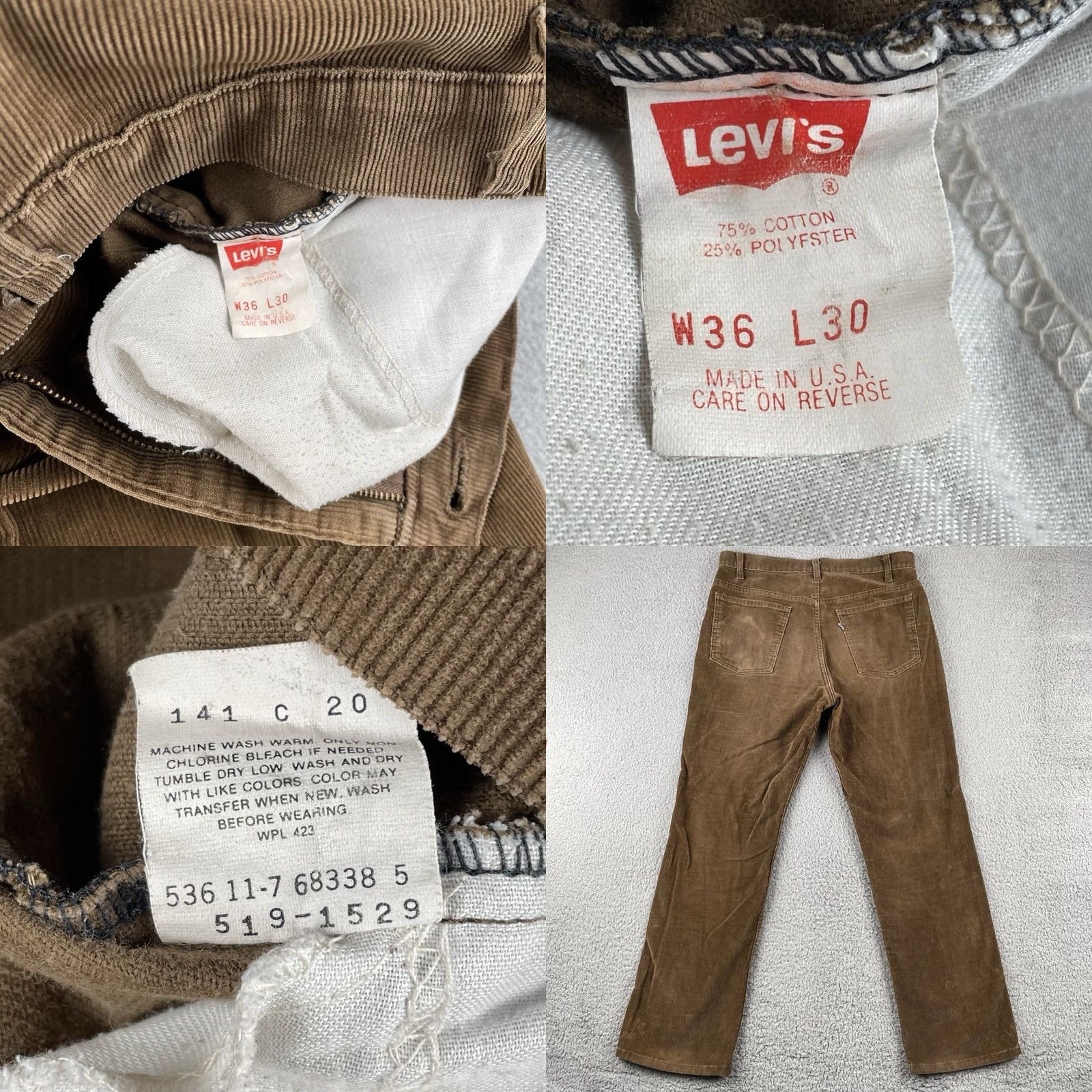 Levi's VINTAGE Levi’s Corduroy Pants Brown Mens 34x30 USA Straight Leg EUC Pants Size US 34 / EU 50 - 8 Thumbnail
