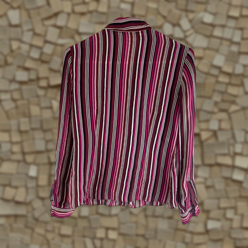 Michael Kors Michael Kors Shirt Women's Size 4 Button-Up Striped Pink Black White Sheer Multicolor Casual Womens Colorful 4 Size S / US 4 / IT 40 - 1 Thumbnail