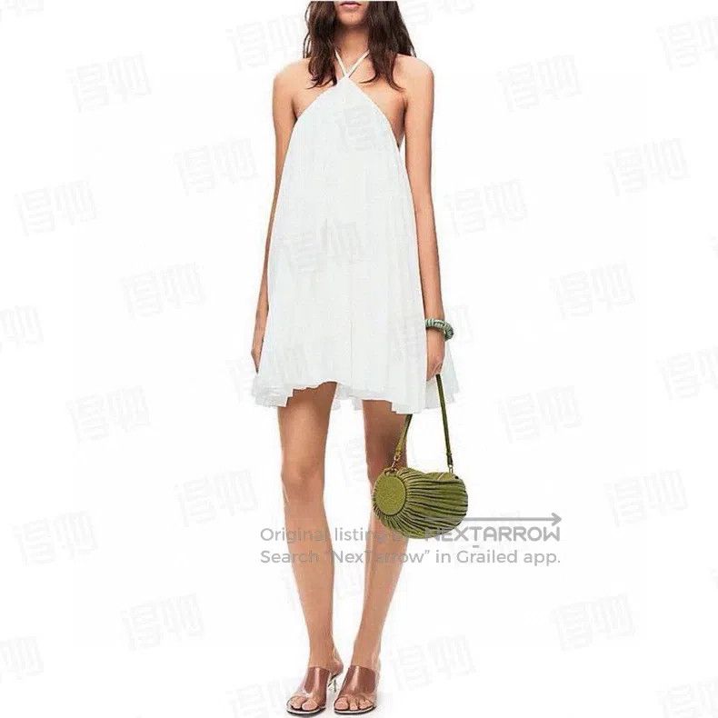 Loewe LOEWE Women's White Linen Blend Sleeveless Wrap Dress Size XXS / US 00 / IT 34 - 8 Thumbnail